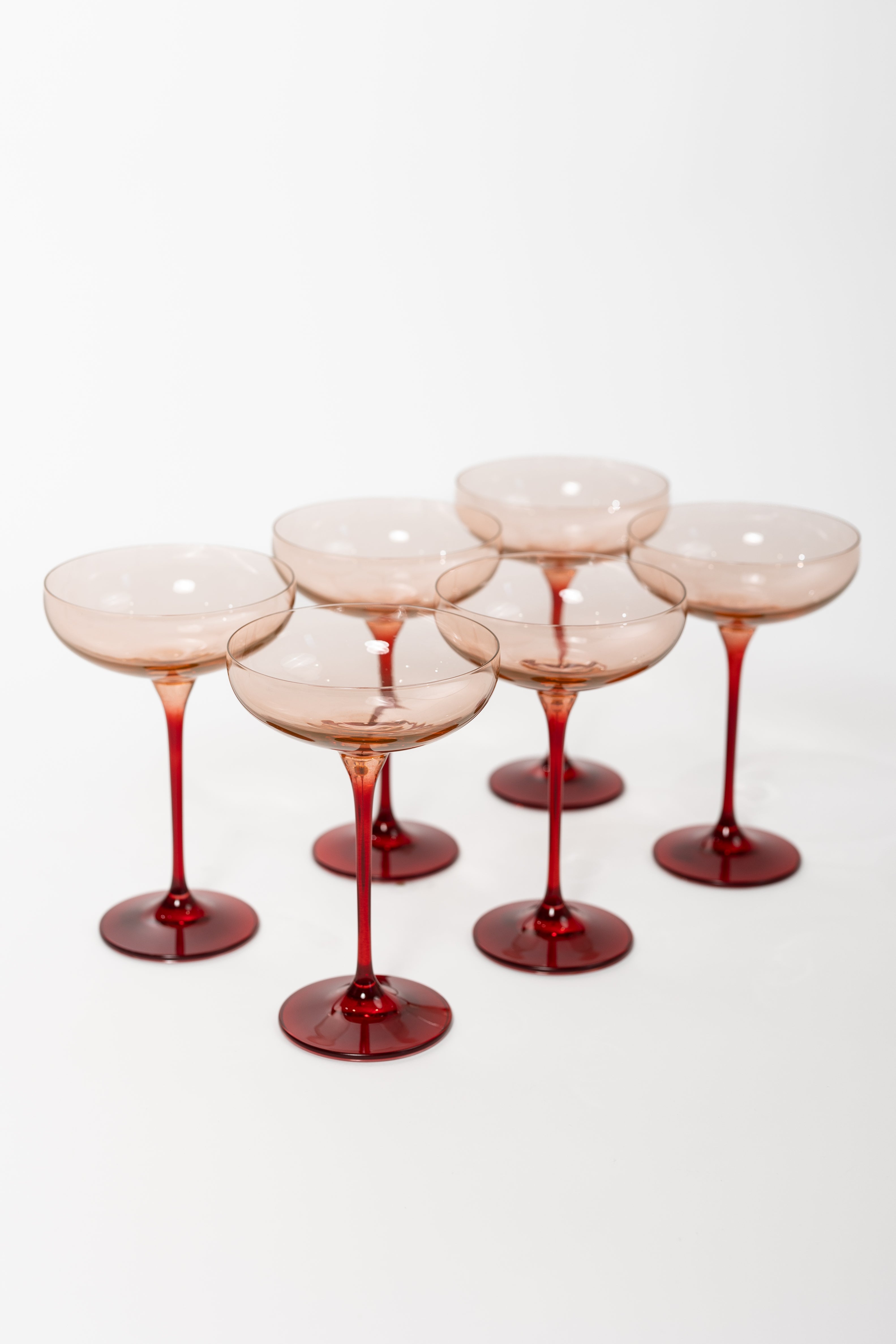 Estelle Colored Champagne Coupe - Set of 6 {Colorblock: Blush Pink + R