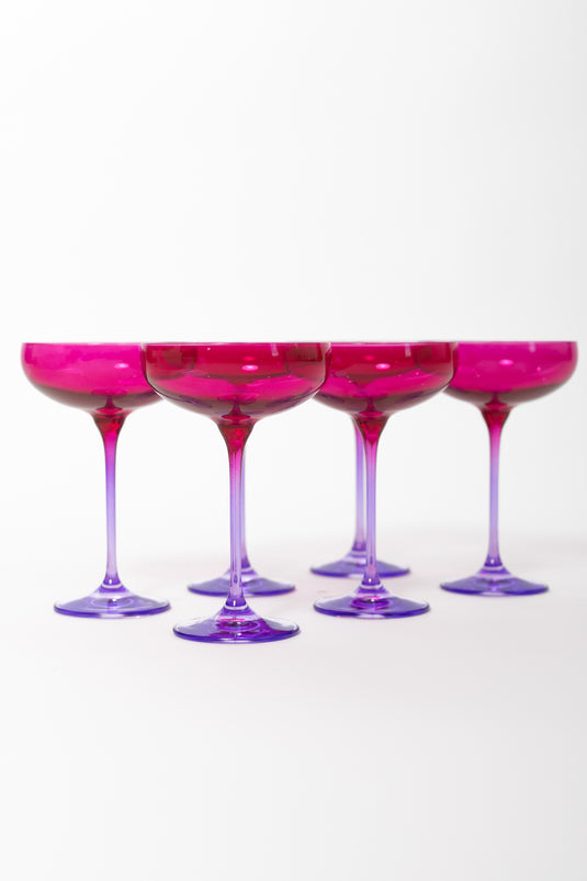 Estelle Colored Champagne Coupe - Set of 6 {Colorblock: Fuchsia + Lave ...
