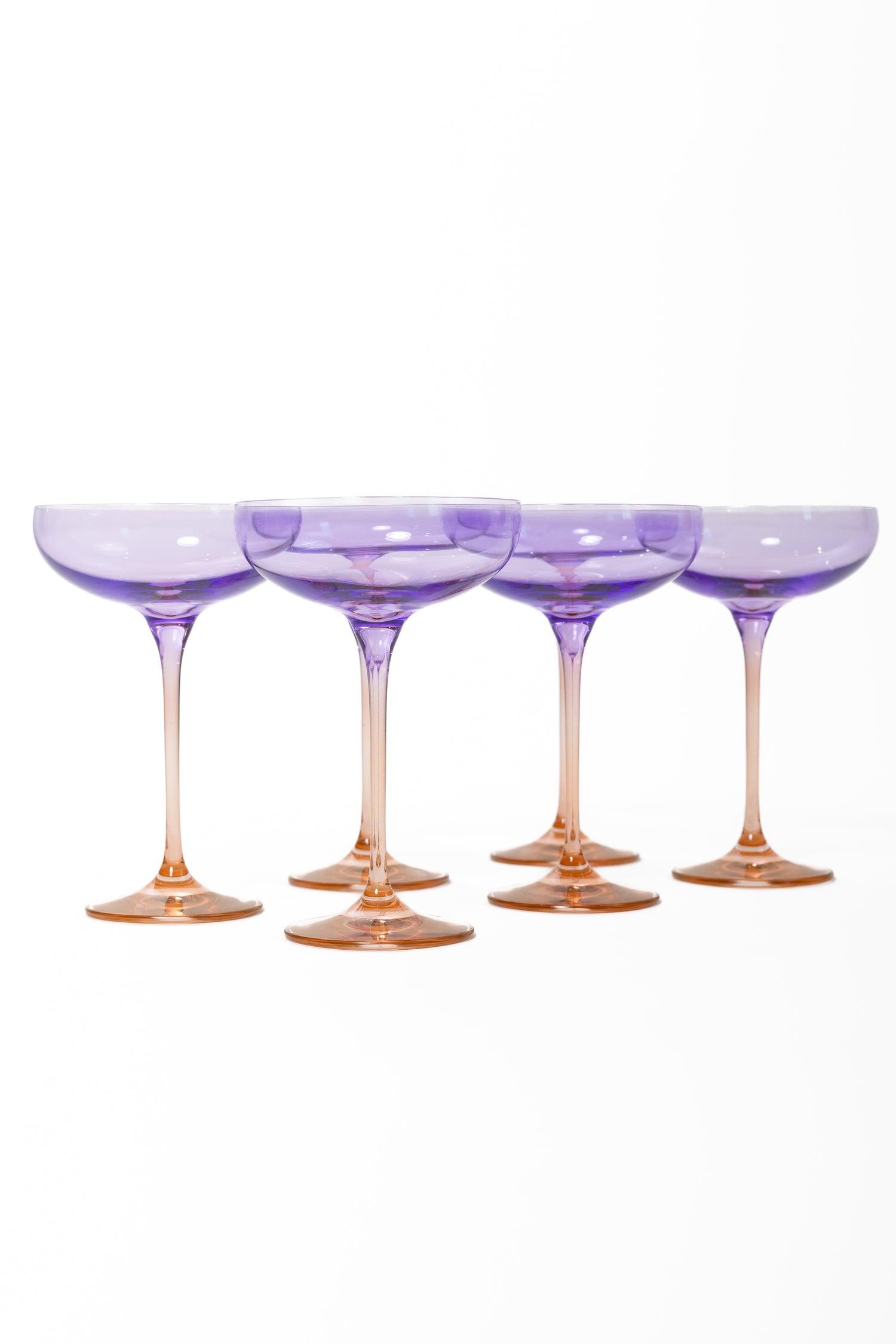 Estelle Colored Champagne Coupe - Set of 6 {Colorblock: Lavender + Blush Pink}