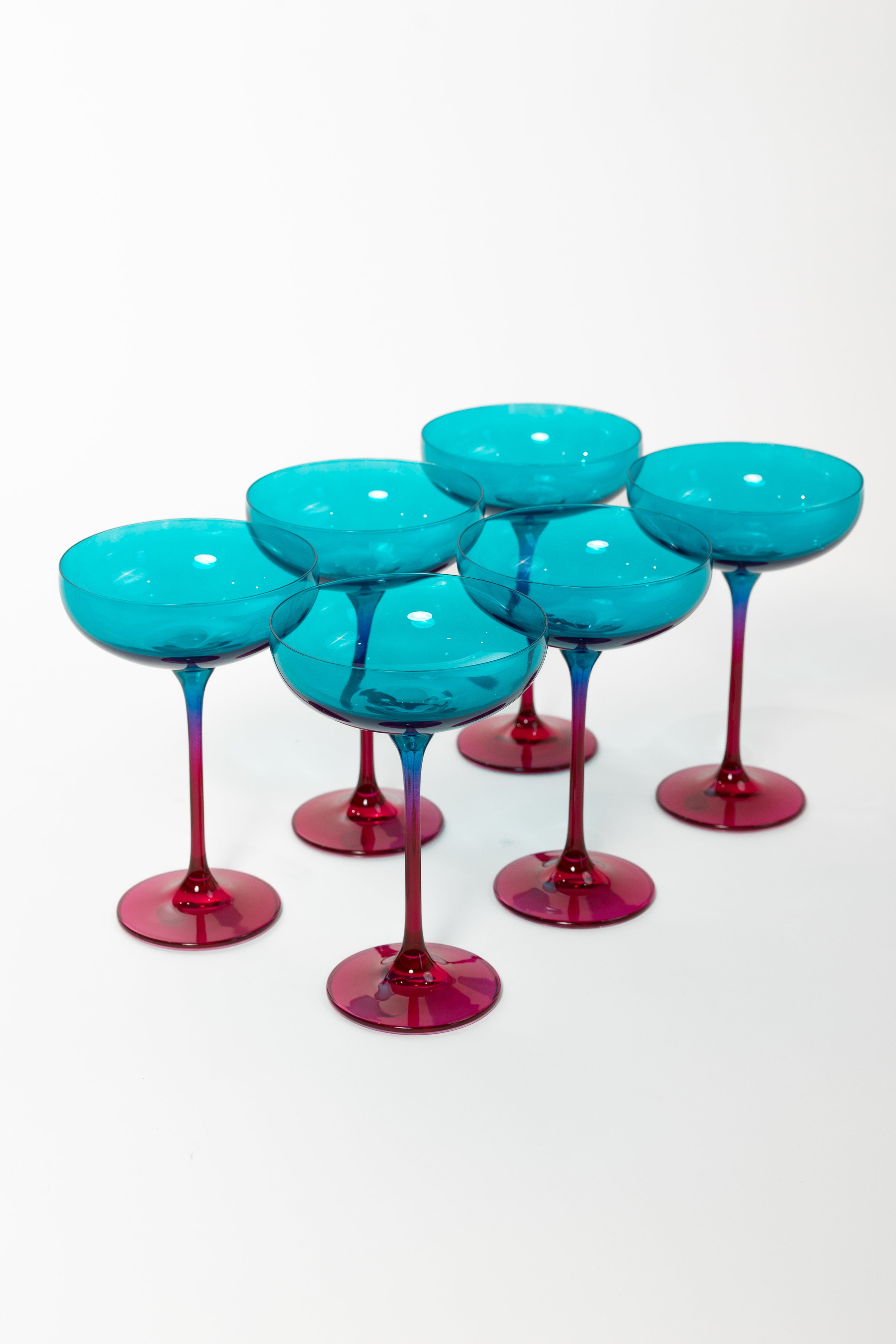 Estelle Colored Champagne Coupe - Set of 6 {Colorblock: Teal + Fuchsia ...