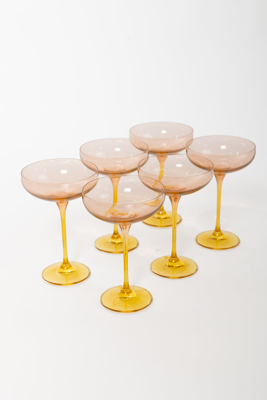 Estelle Colored Champagne Coupe - Set of 6 {Colorblock: Blush Pink + Yellow}