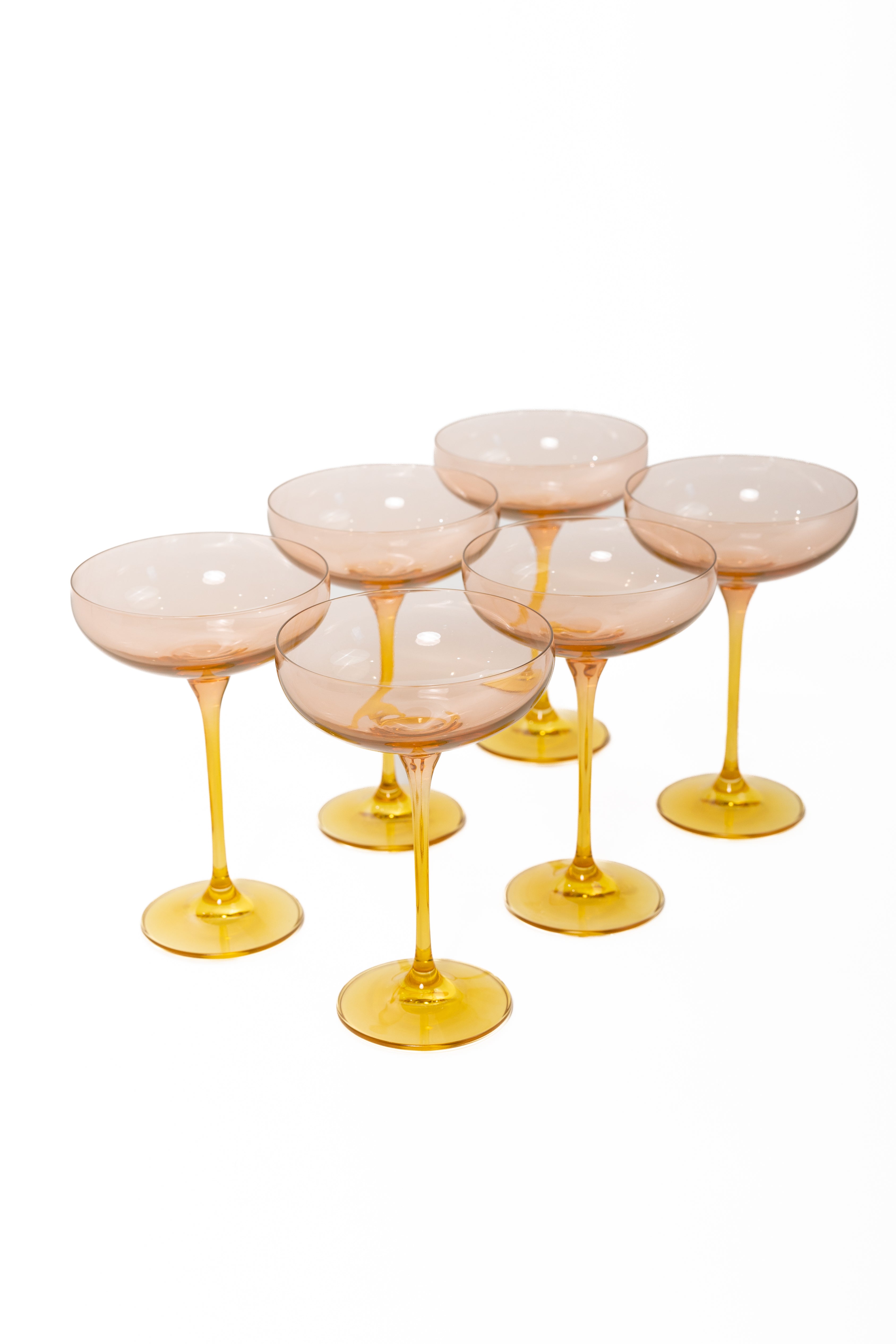 Estelle Colored Champagne Coupe - Set of 6 {Colorblock: Blush Pink + Yellow}