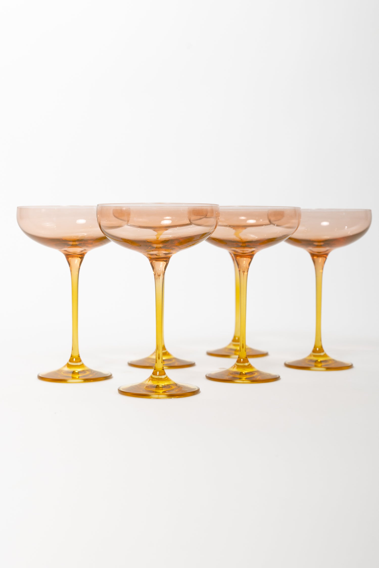 Estelle Colored Champagne Coupe - Set of 6 {Colorblock: Blush Pink + Yellow}