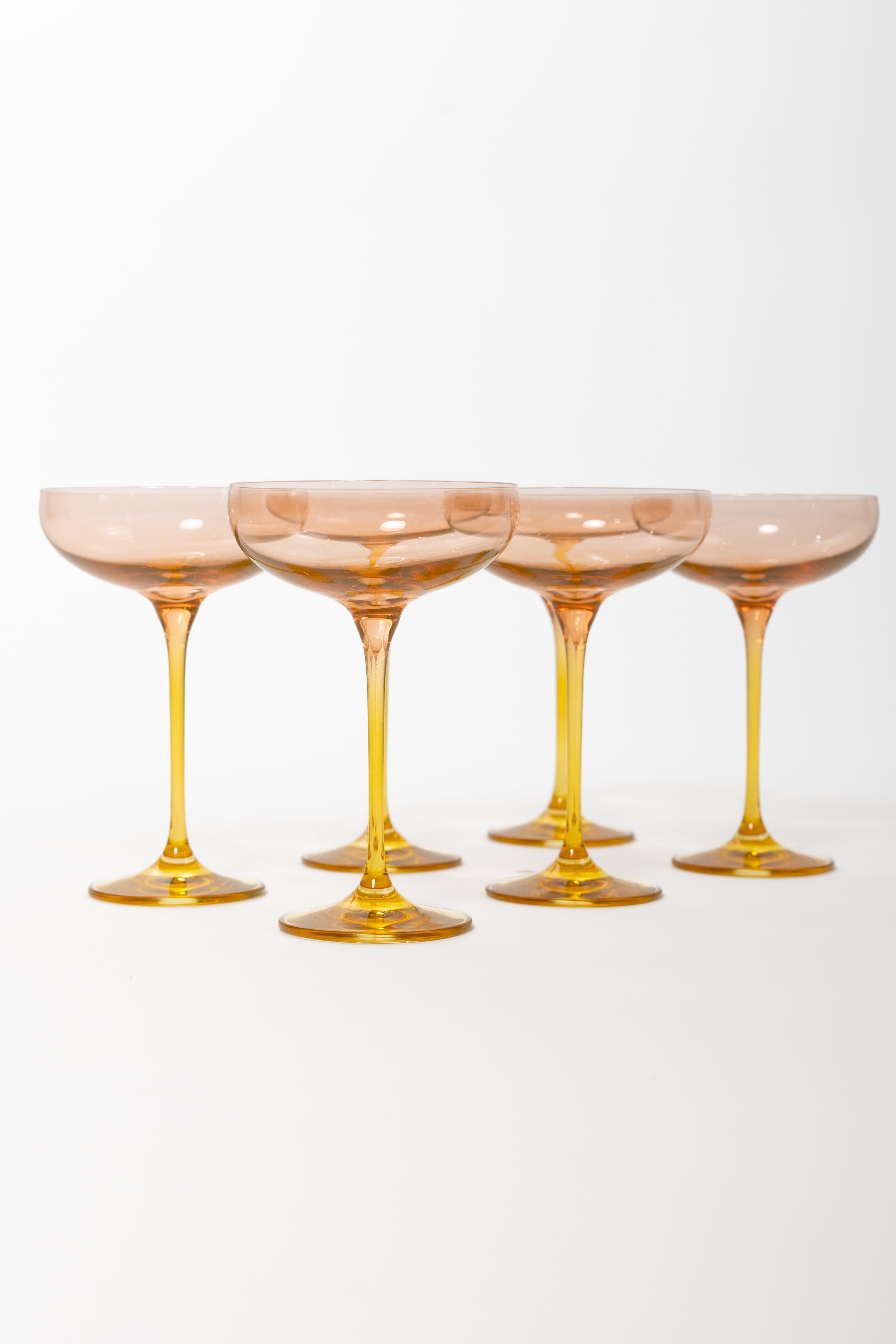 Estelle Colored Champagne Coupe - Set of 6 {Colorblock: Blush Pink + Yellow}