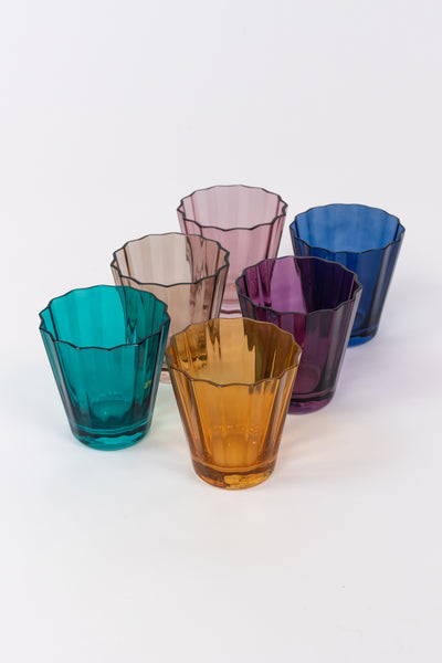 Estelle Colored Glass Estelle Sunday Collection Glasses, Set of 6 - Highball Glasses, F52 Mixed Set