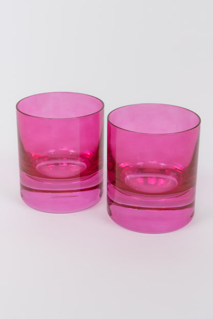 Estelle Colored Rocks Glass - Set of 2 {Fuchsia}