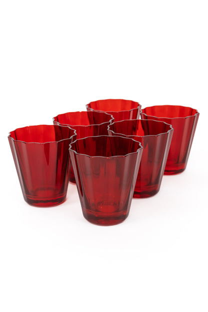 Estelle Colored Sunday Low Balls - Set of 6 {Red}