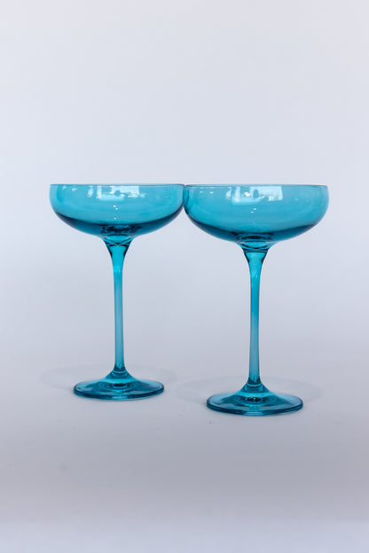 Estelle Colored Champagne Coupe Stemware - Set of 2 {Ocean Blue}