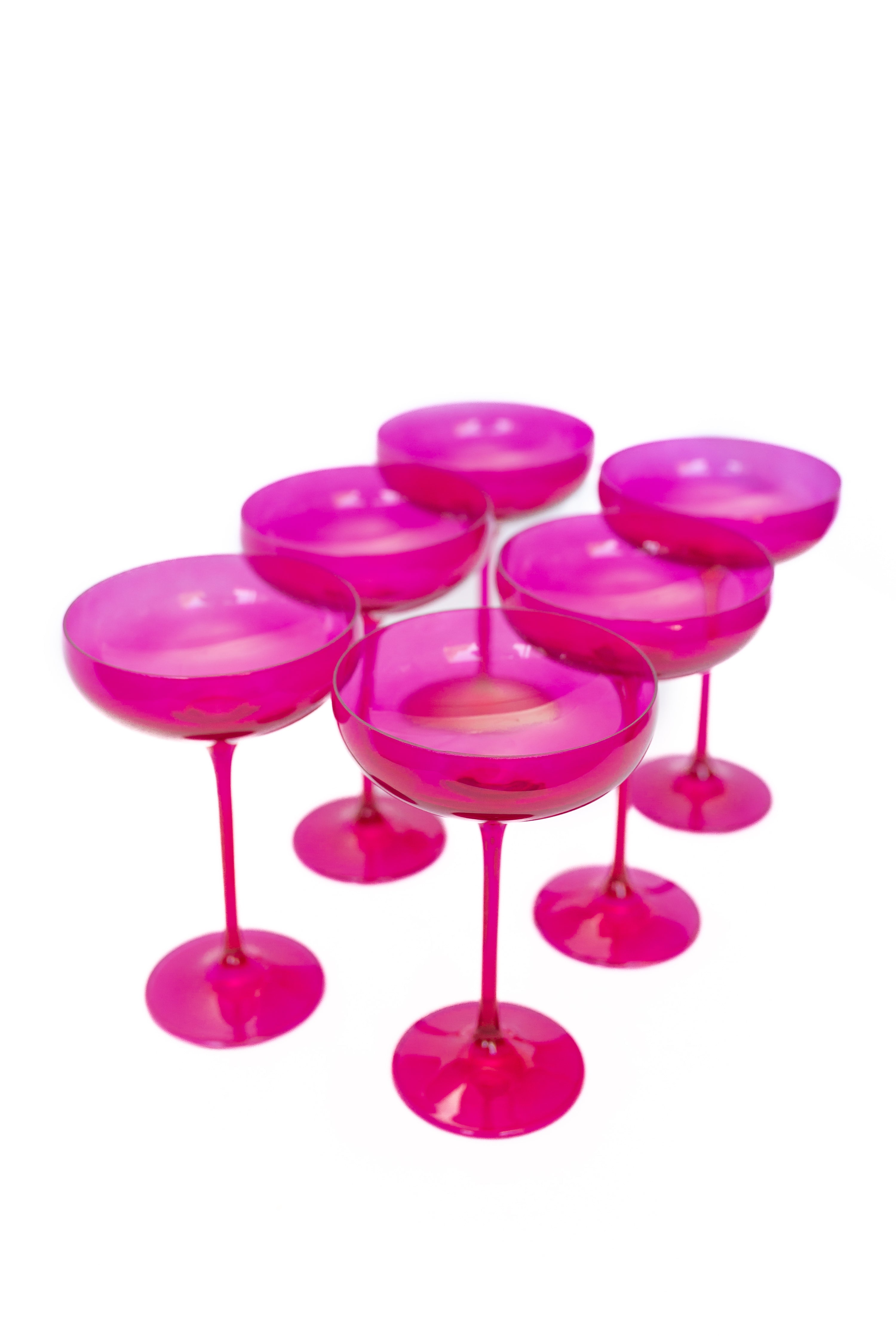 Estelle Colored Champagne Coupe Stemware Set of 6 {Viva Magenta (Our