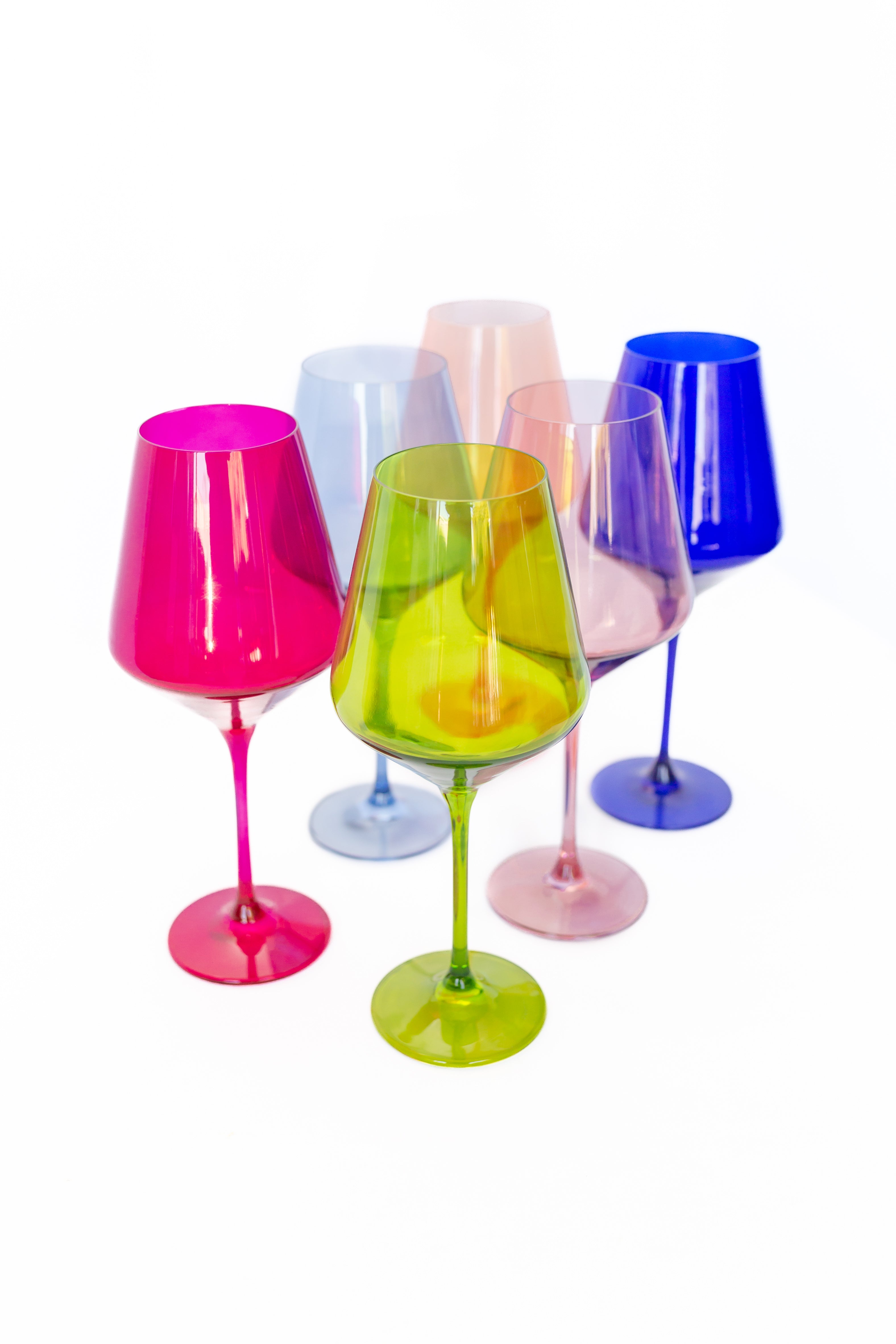 six differently shaped wine glasses