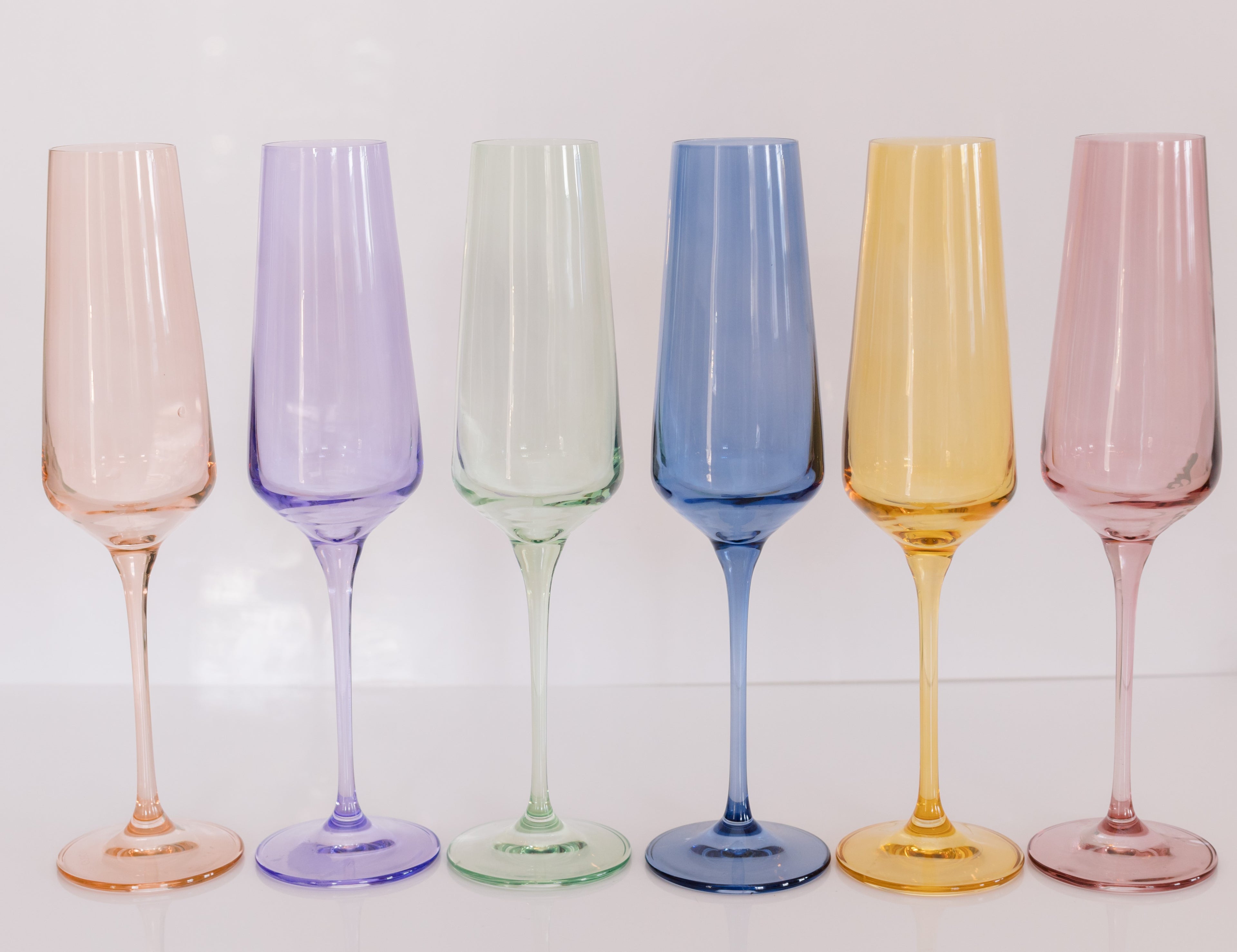 Estelle Colored Champagne Flute - Set of 6 {Pastel Mixed Set} – Estelle  Colored Glass