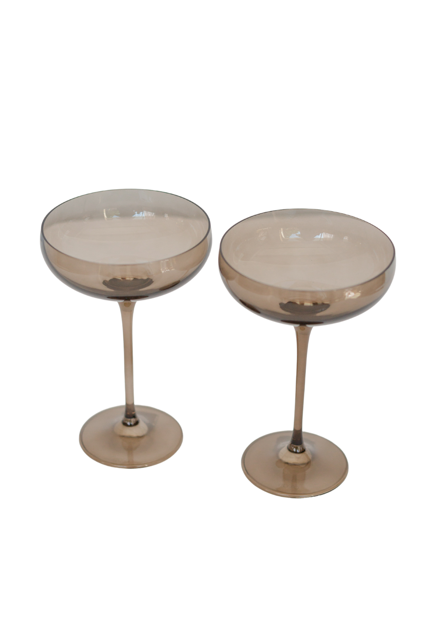 Estelle Colored Champagne Coupe Stemware Set Of 2 Gray Smoke   3 1 