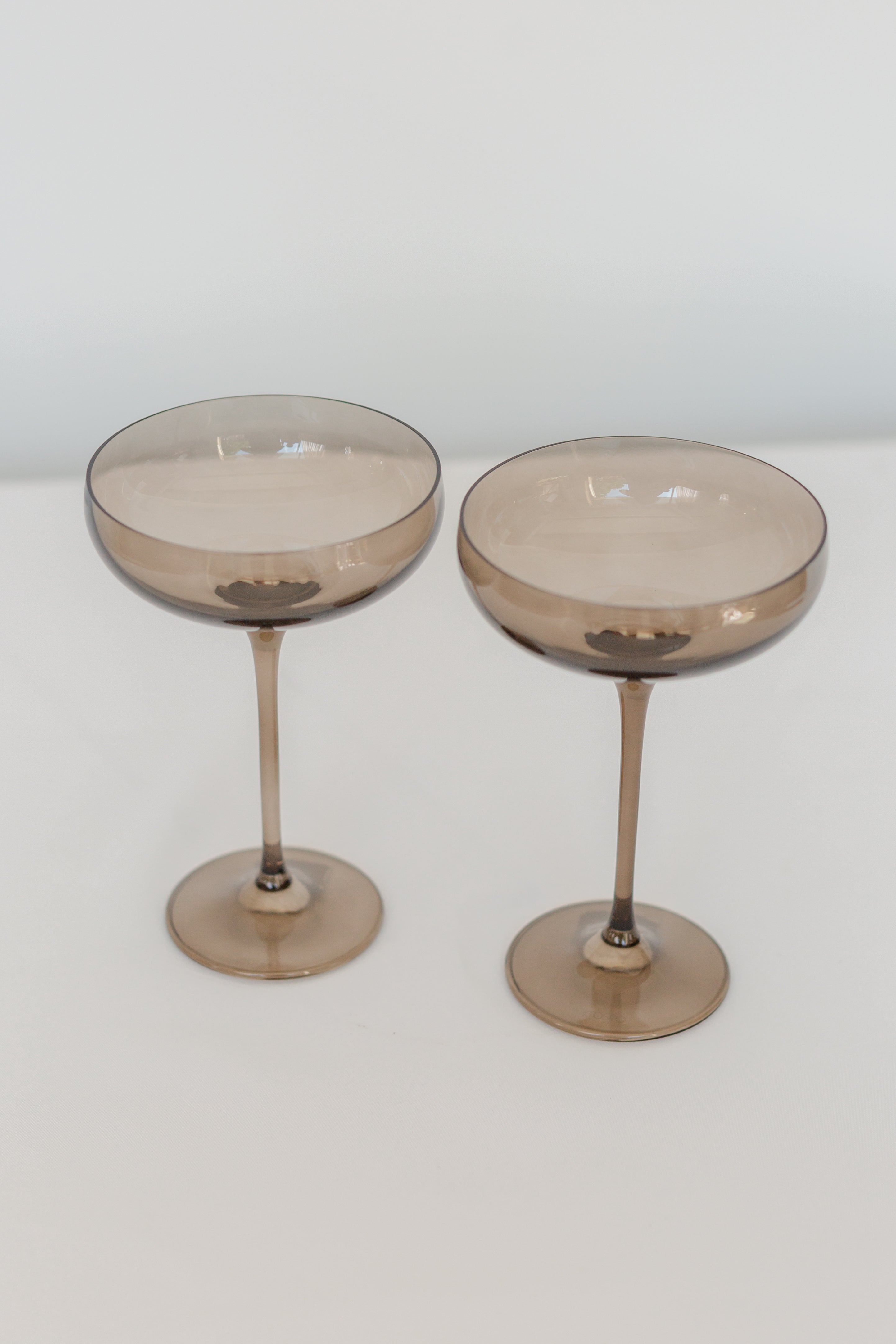 Estelle Colored Champagne Coupe Stemware Set Of 2 Gray Smoke   6 24 27 