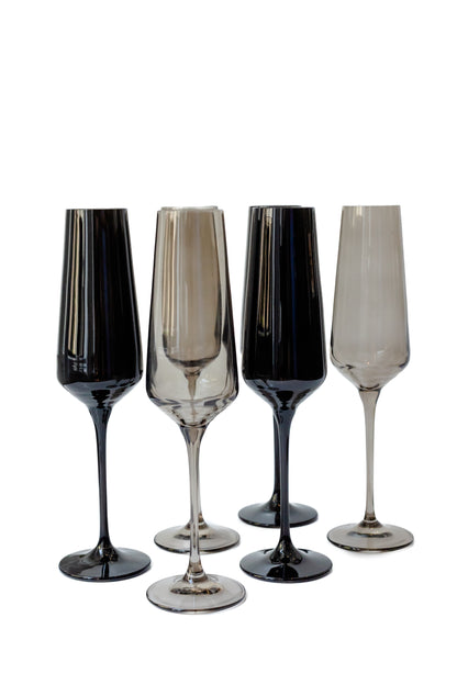 Estelle Colored Champagne Flute - Set of 6 {Smoke Mixed Set}