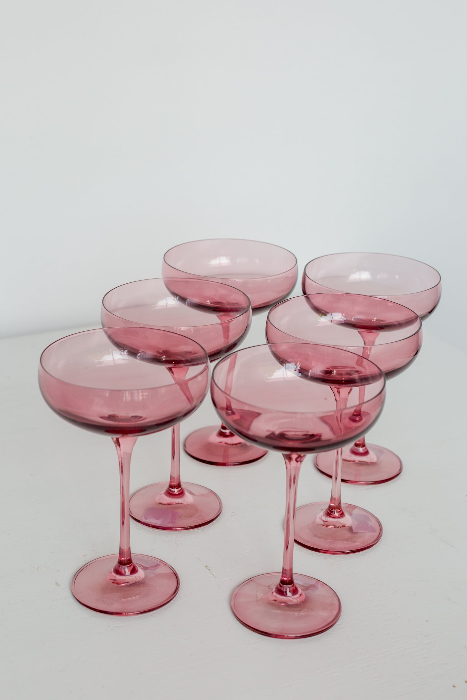 Estelle Colored Champagne Coupe Stemware Set of 6 {Rose} Estelle