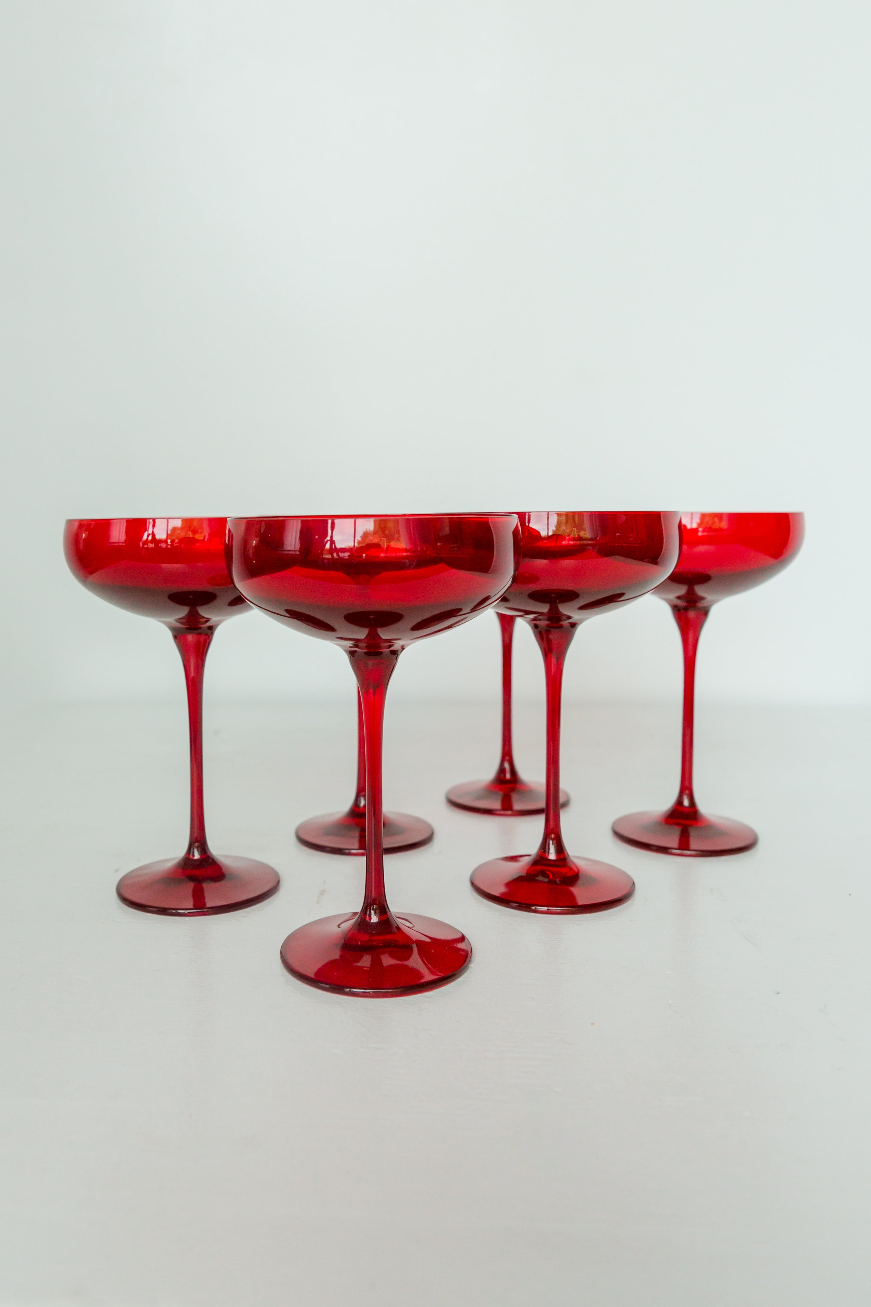 Estelle Colored Champagne Coupe Stemware Set of 6 {Red} Estelle