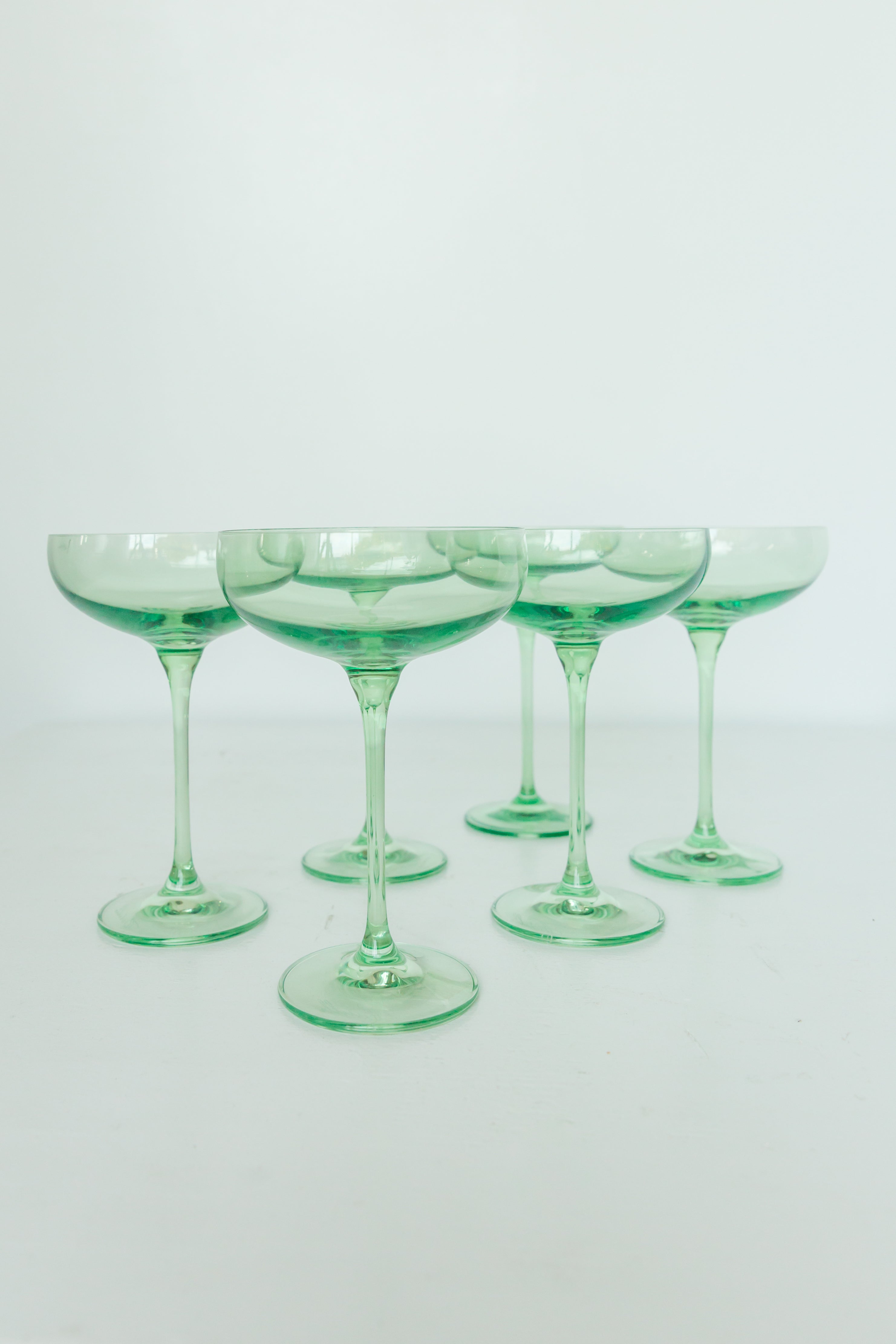 Estelle Colored Champagne Coupe Stemware Set Of 6 Mint Green   Coupes 123 