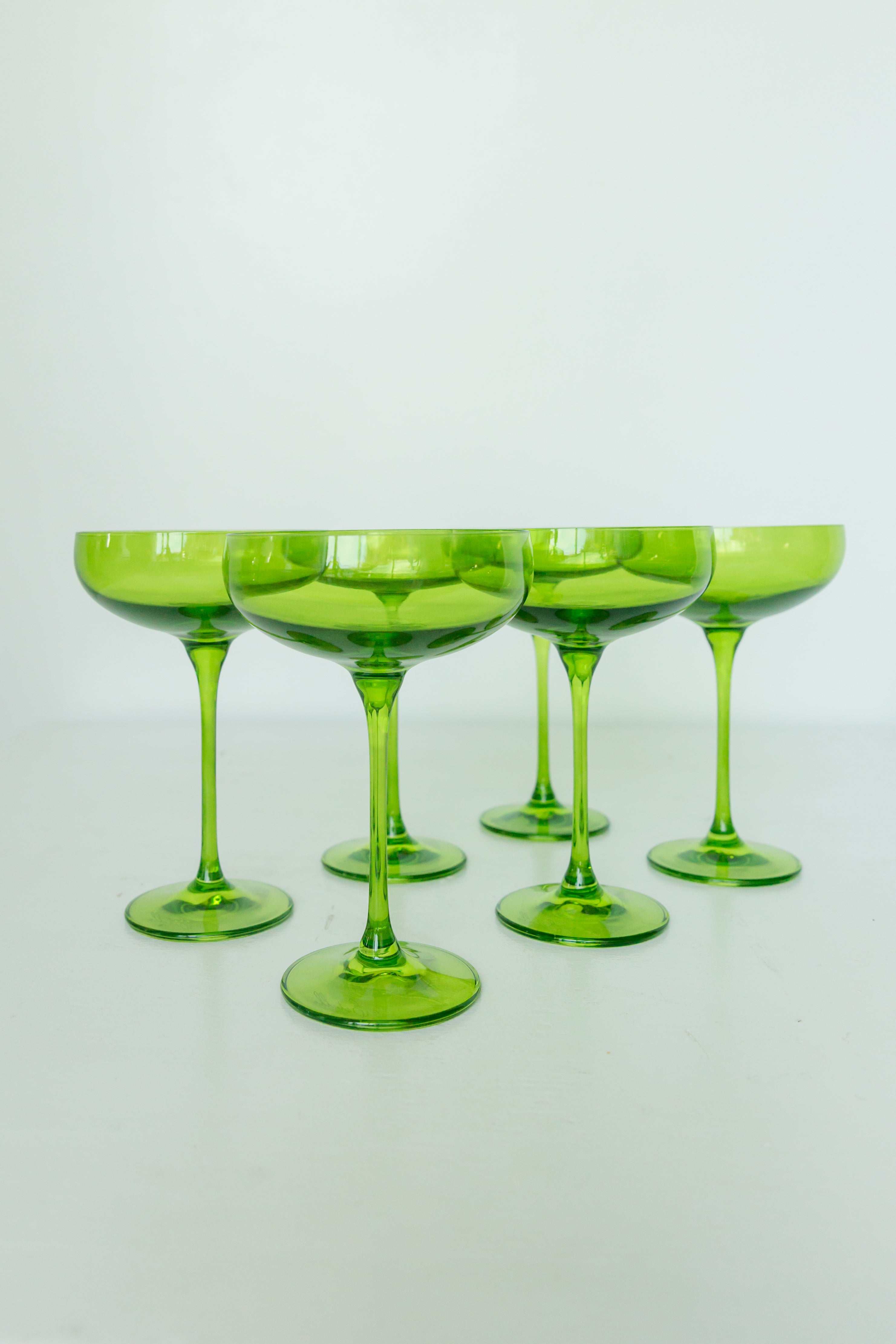 Set of 6 Vintage Green Champagne Coupes / Sherbet Glasses Imperial Glass Provincial Green Glasses Moonstone shops 1612