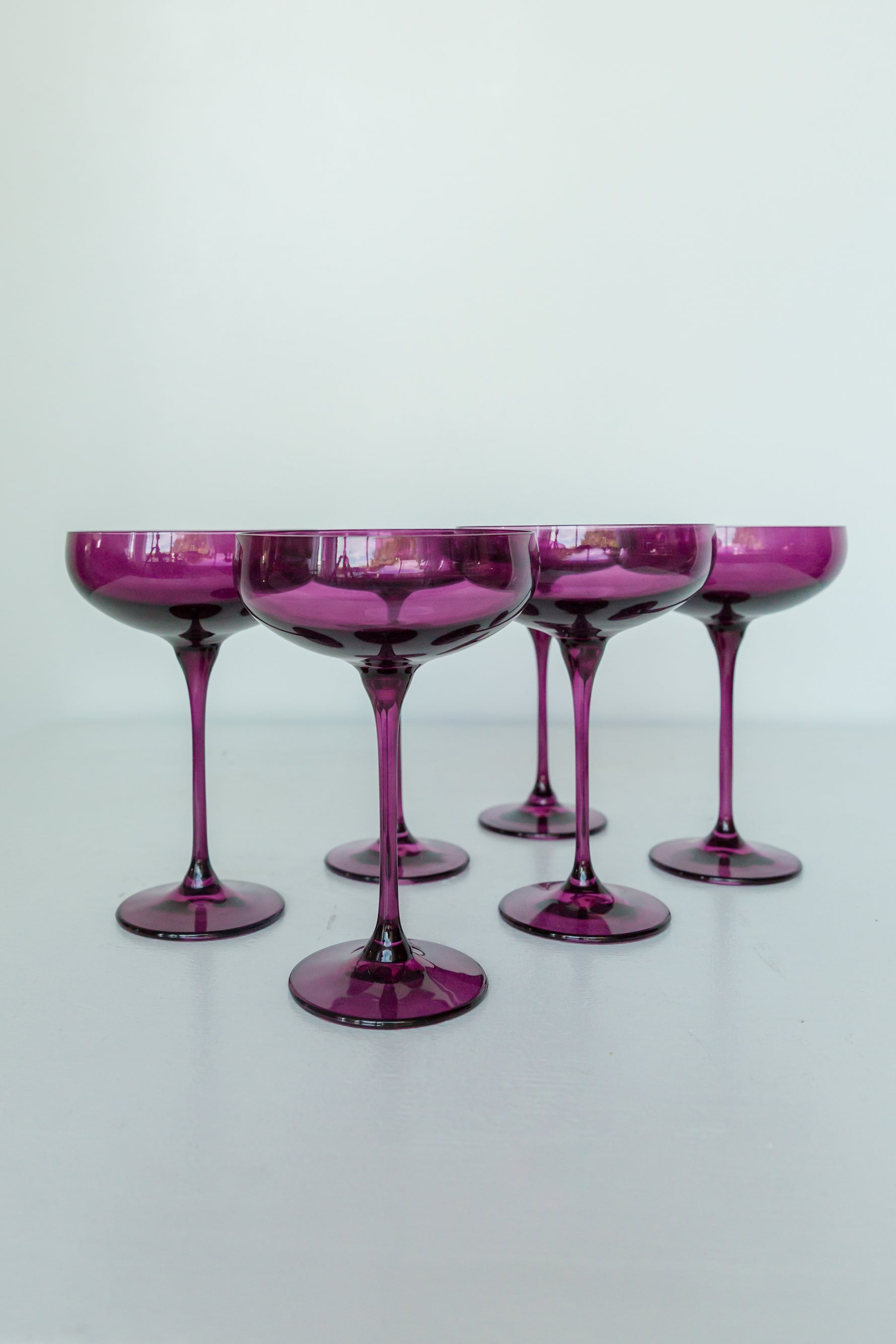 Estelle Colored Champagne Coupe Stemware Set of 6 {Amethyst