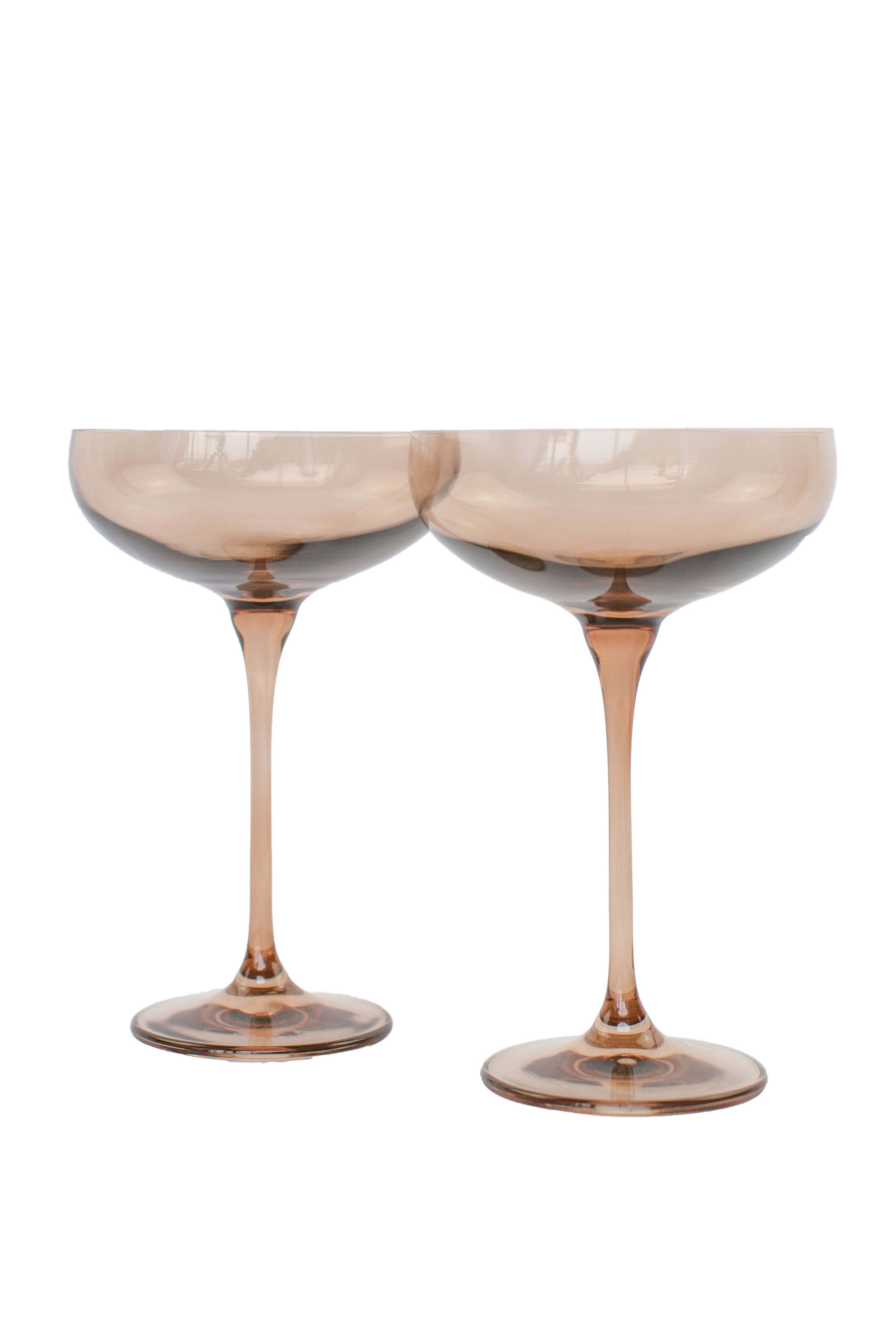 Estelle Colored Champagne Coupe Stemware Set Of 2 Amber Smoke   Coupes 24 