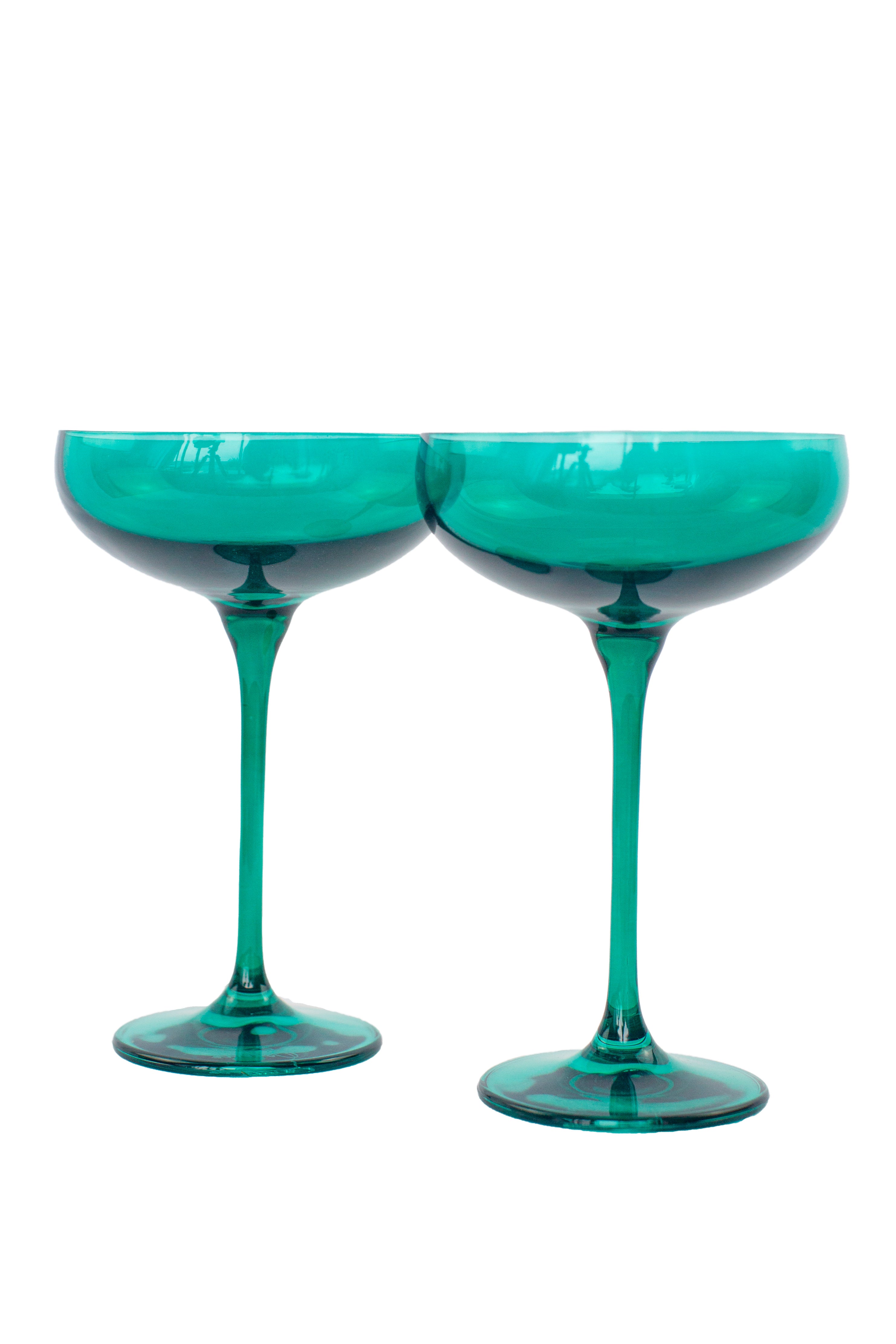 Estelle Colored Champagne Coupe Stemware - Set of 2 {Emerald Green ...