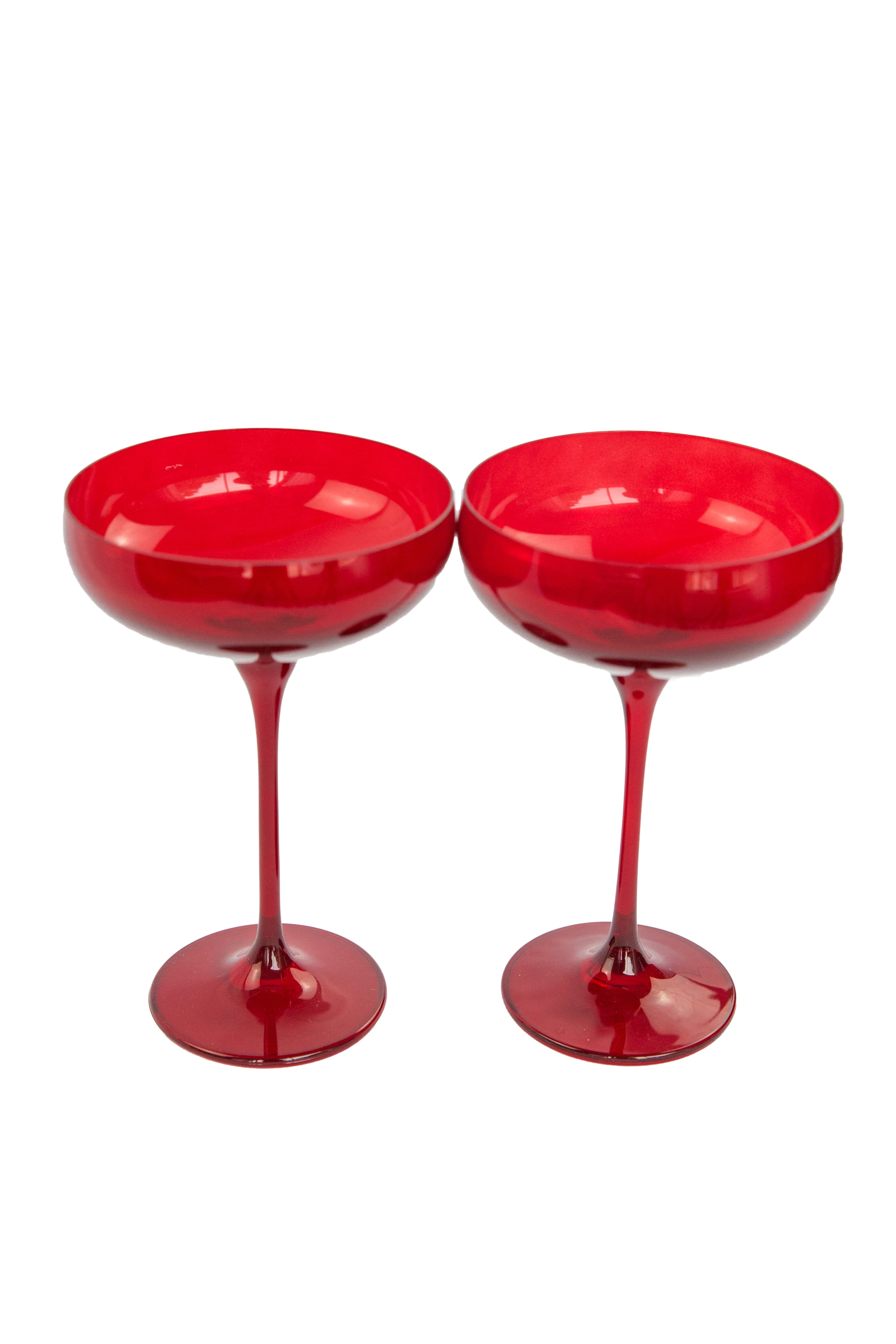 Estelle Colored Champagne Coupe Stemware Set of 2 {Red} Estelle