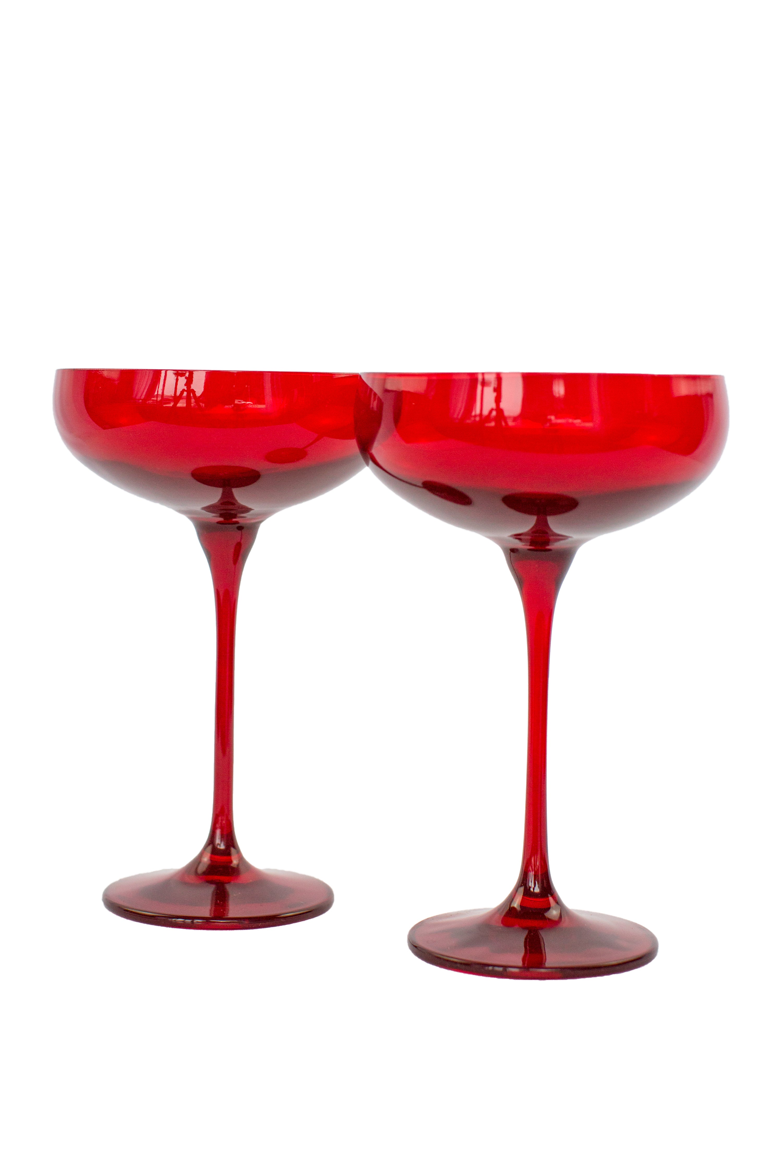 Estelle Colored Champagne Coupe Stemware Set of 2 {Red} Estelle