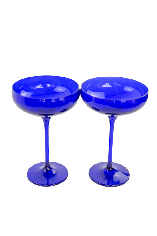 Estelle Colored Champagne Coupe Stemware Set of 2 {Royal Blue