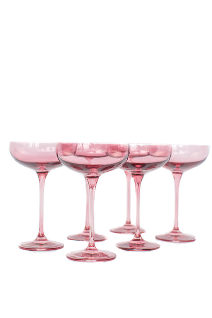 Estelle Colored Champagne Coupe Stemware - Set of 6 {Rose}