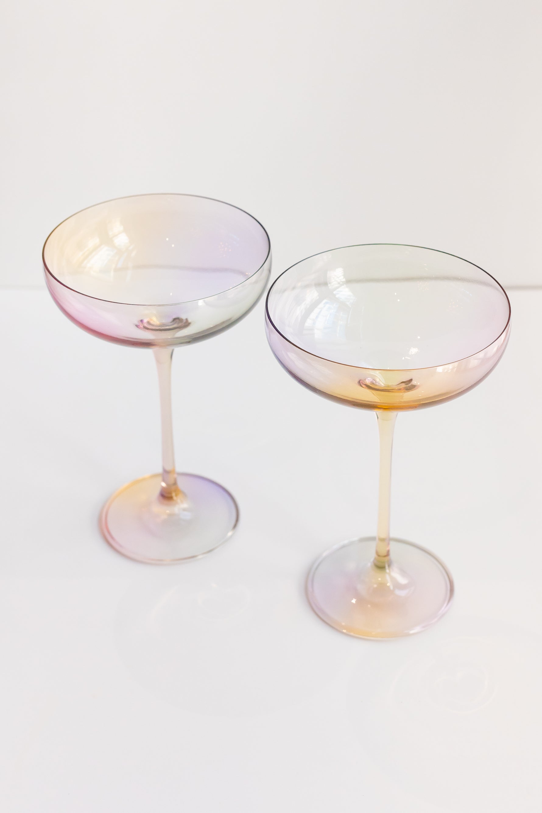 Estelle Colored Champagne Coupe Stemware Set of 2 {Iridescent