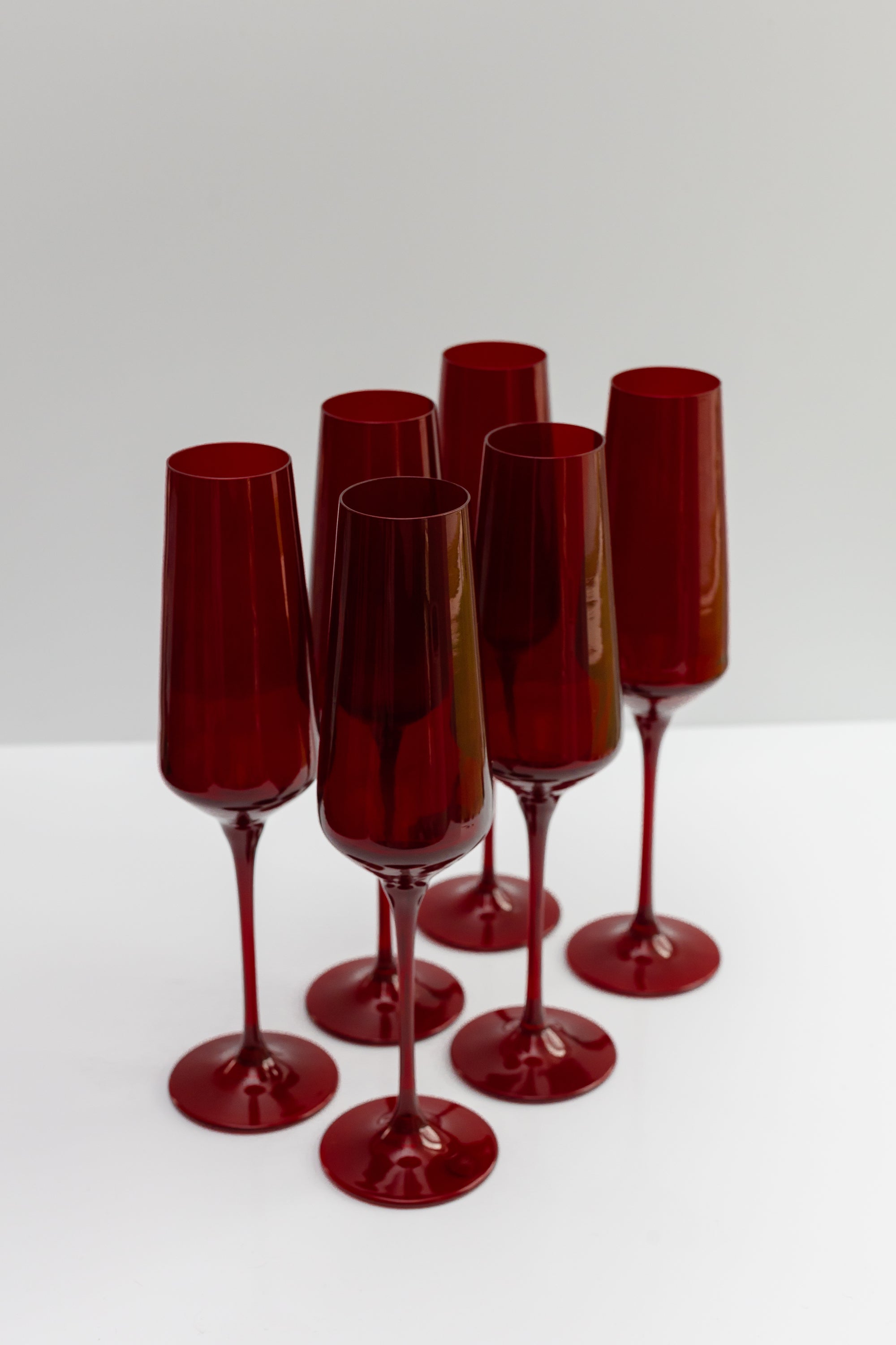 Estelle Colored Champagne Flute Set of 6 {Red} Estelle Colored Glass