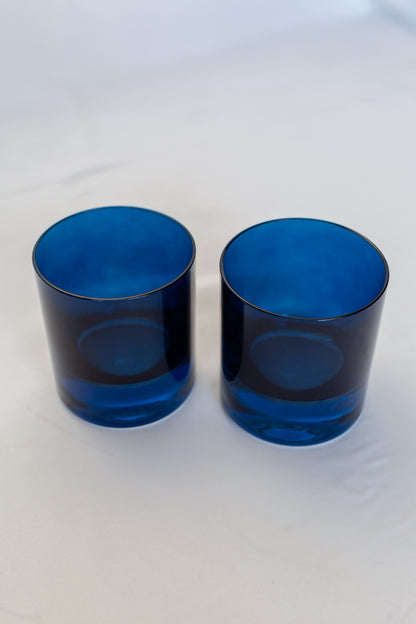 Estelle Colored Rocks Glass -  Set of 2 {Midnight Blue}