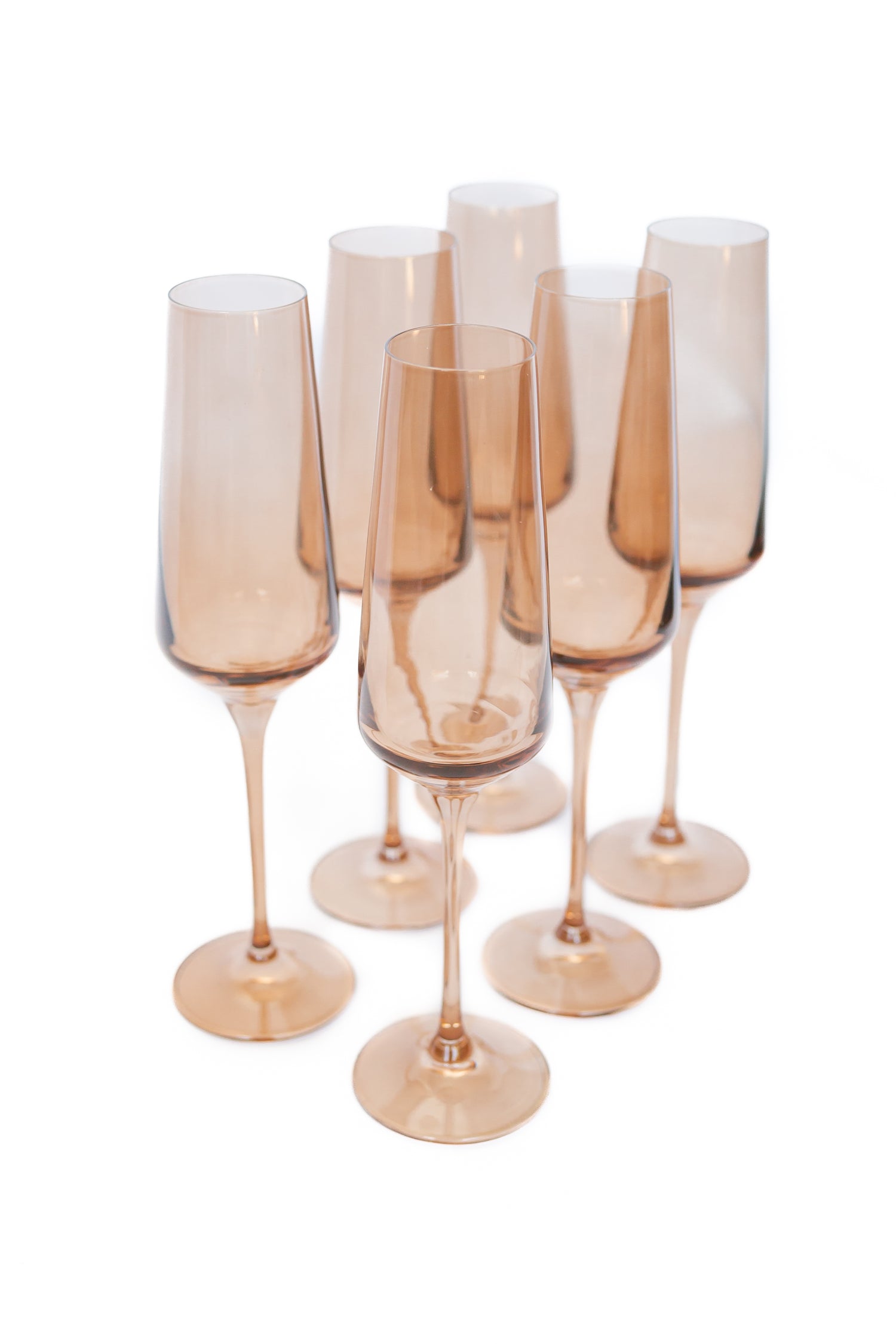 Estelle Colored Champagne Flute - Set of 6 {Amber Smoke}