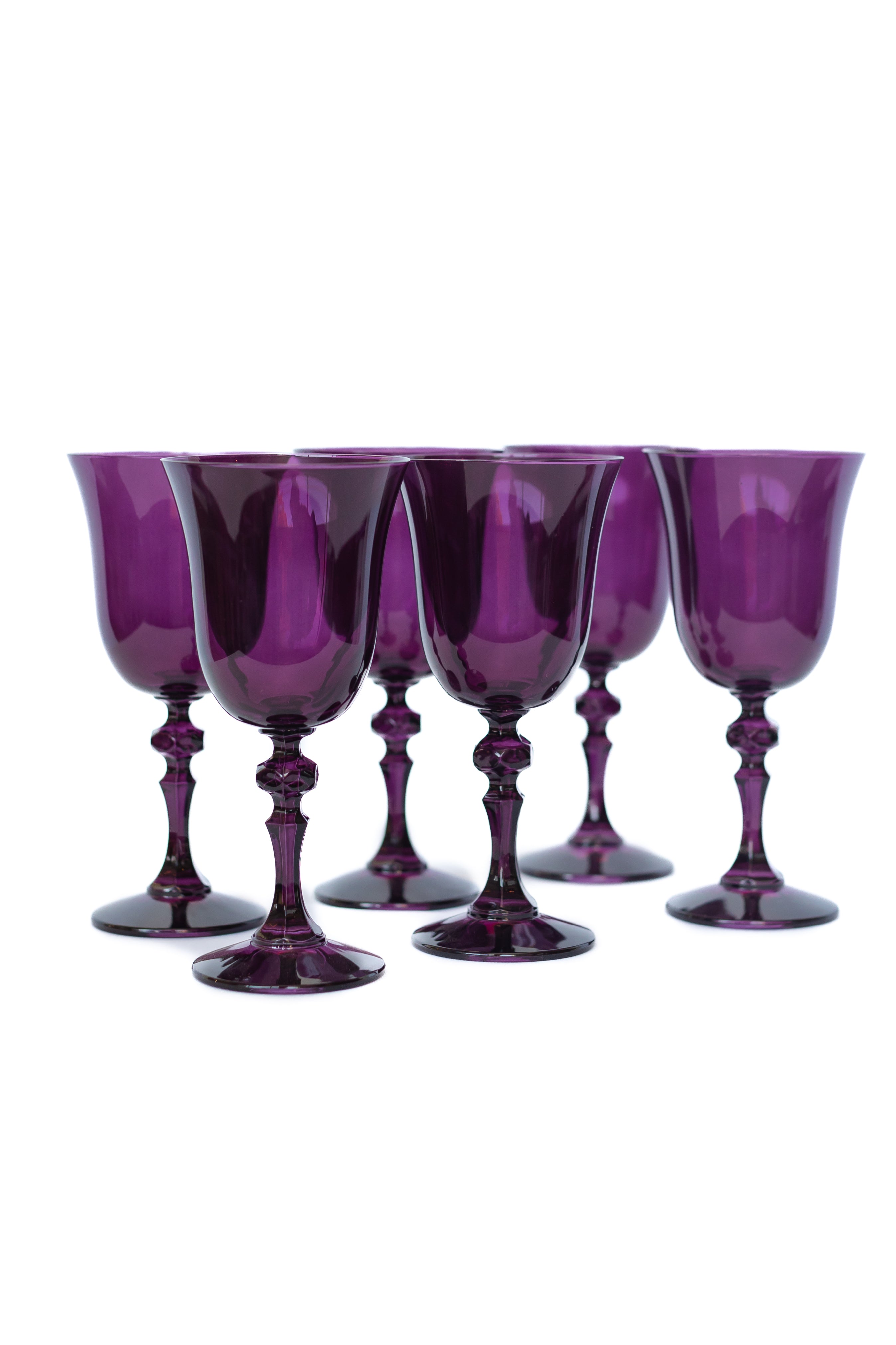 Vintage high quality Purple Amethyst Blown Glasses (Set Of 6).