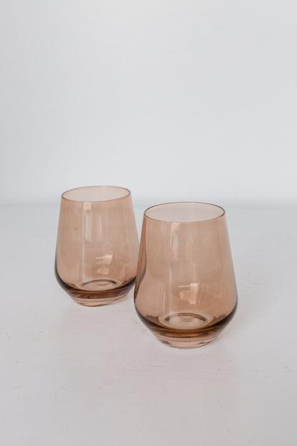 Estelle Colored Wine Stemless - Set of 2 {Amber Smoke}