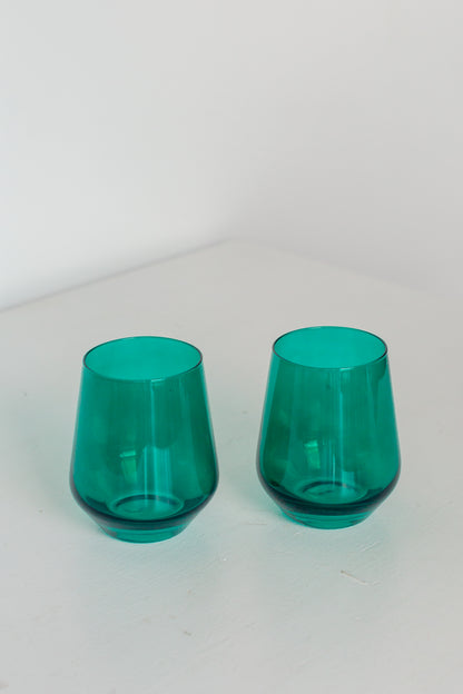 Estelle Colored Wine Stemless - Set of 6 {Emerald Green}