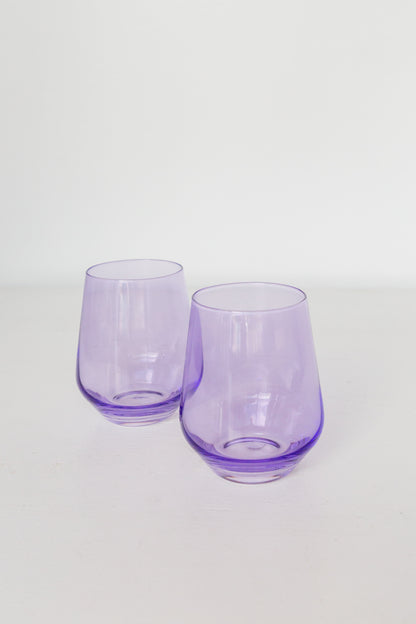 Estelle Colored Wine Stemless - Set of 2 {Lavender}