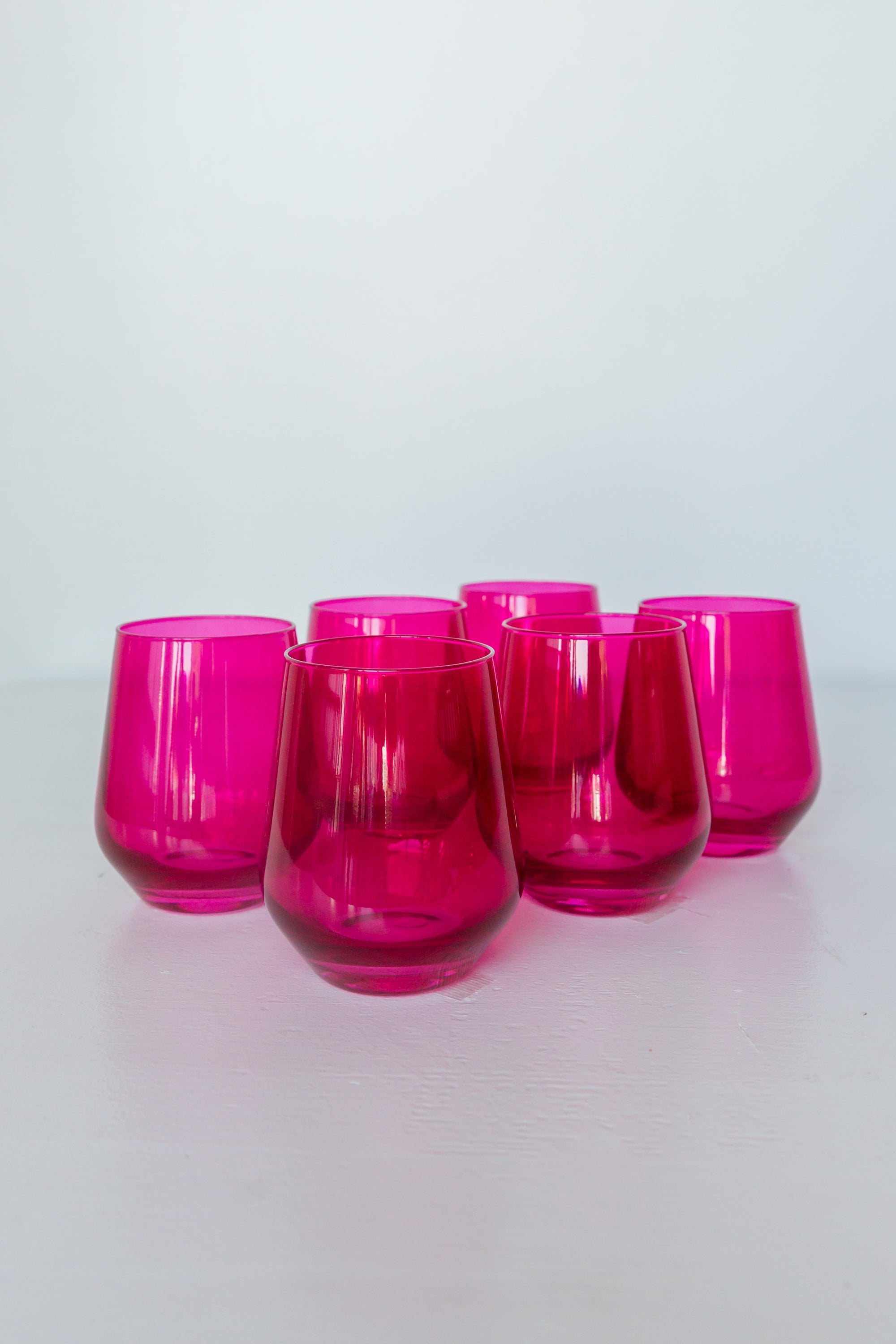 Estelle Colored Wine Stemless Set Of 6 Viva Magenta Our Fuchsia Estelle Colored Glass 0237