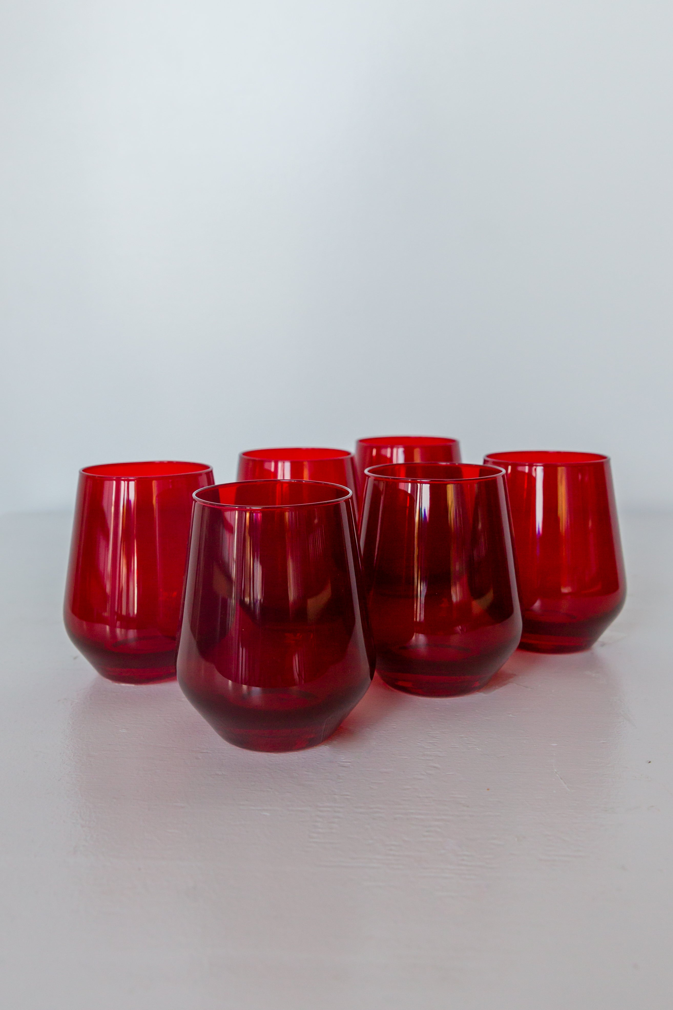 Estelle Colored Wine Stemless Set Of 6 Red Estelle Colored Glass   Stemless 167 