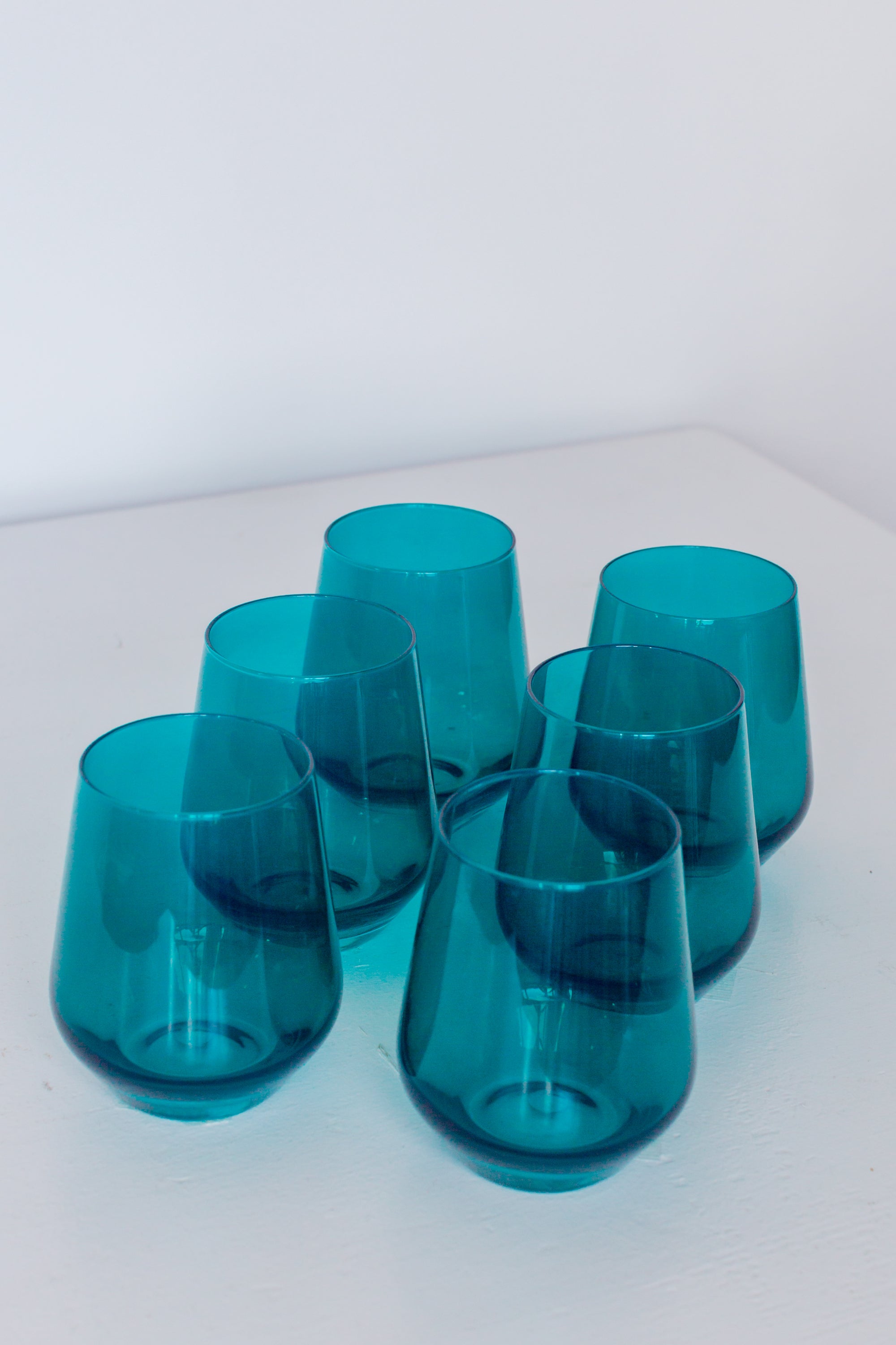 Estelle Colored Wine Stemless Set Of 6 Teal Estelle Colored Glass 1331