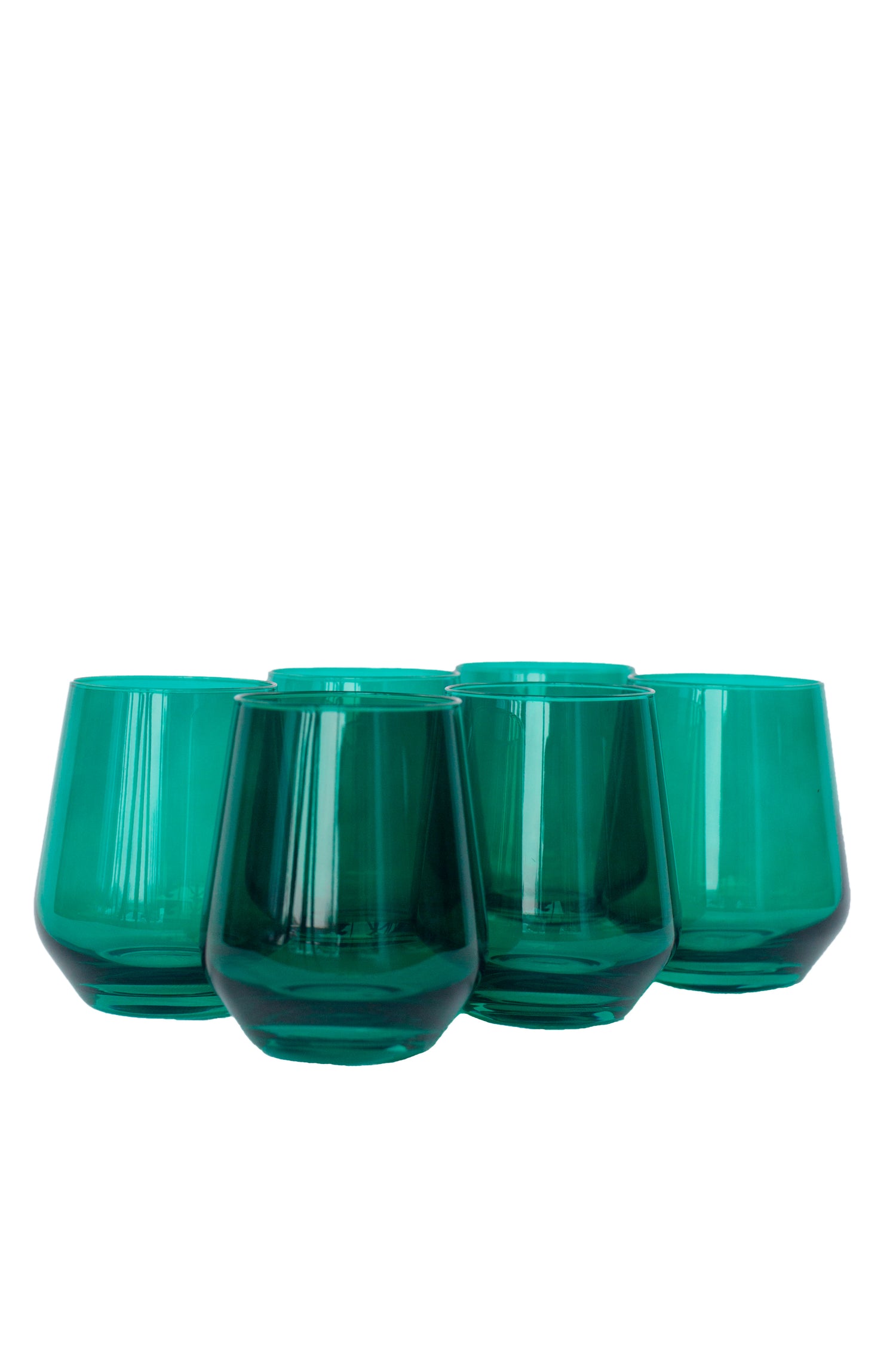 Estelle Colored Wine Stemless - Set of 6 {Emerald Green}