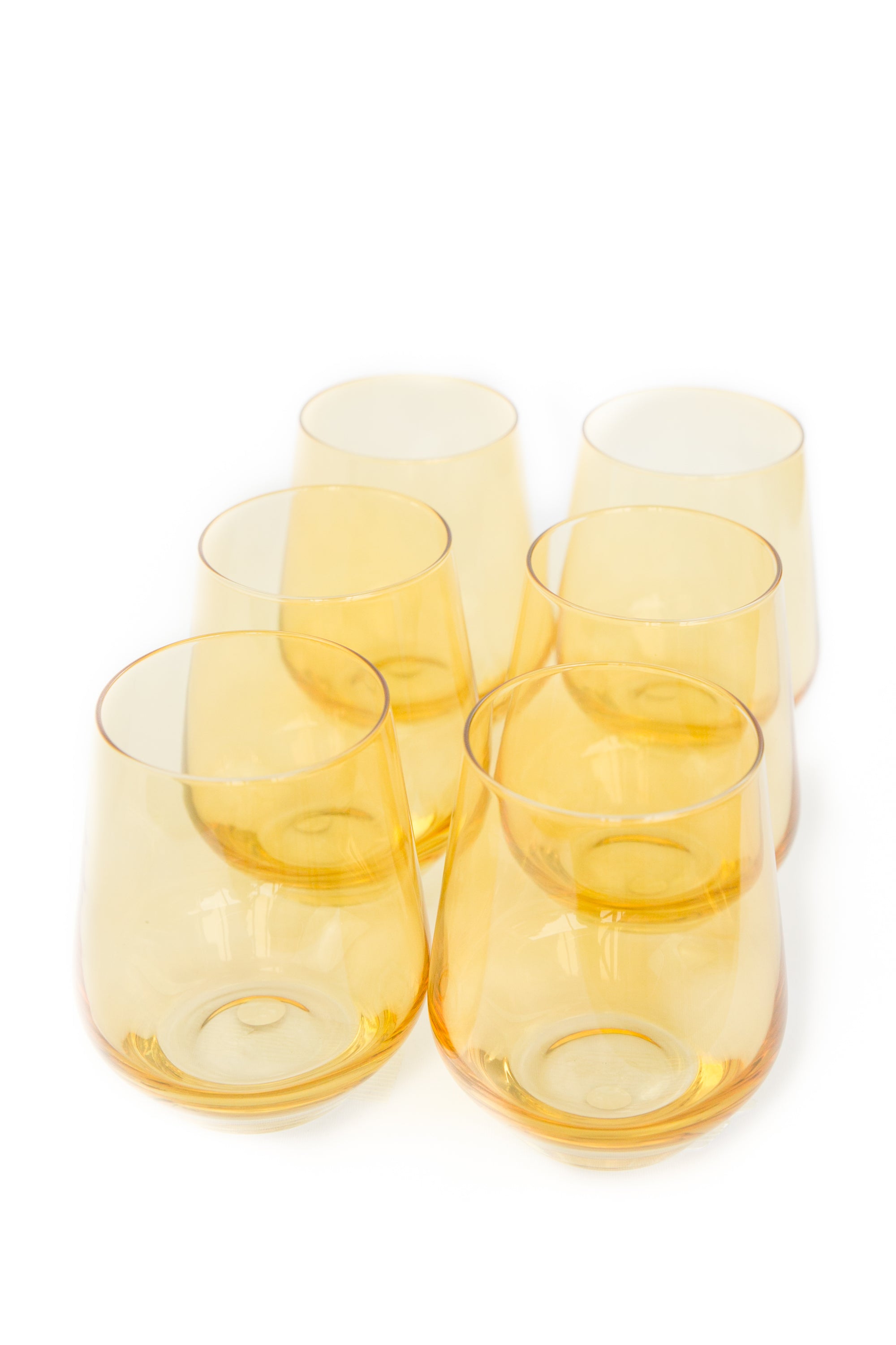 Estelle Colored Wine Stemless Set Of 6 Yellow Estelle Colored Glass 0991