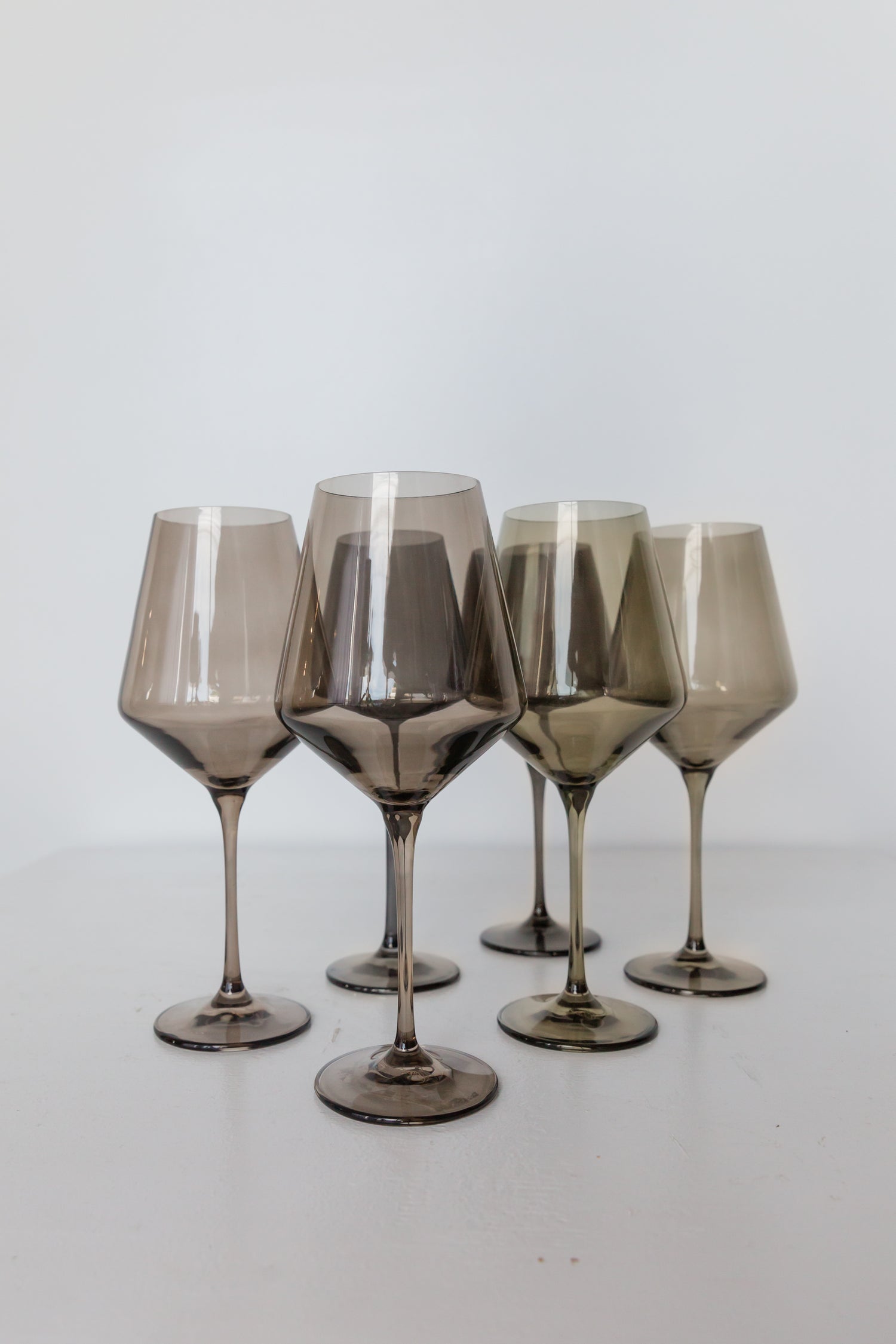 Estelle Colored Glass - Stemware Wine Glasses - Set of 6 Grey Smoke