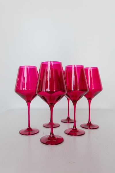 Estelle Colored Glass Estelle Hand-Blown Colored Wine Glasses (Set of 6) - Stemmed Wine Glass, Mixed Set