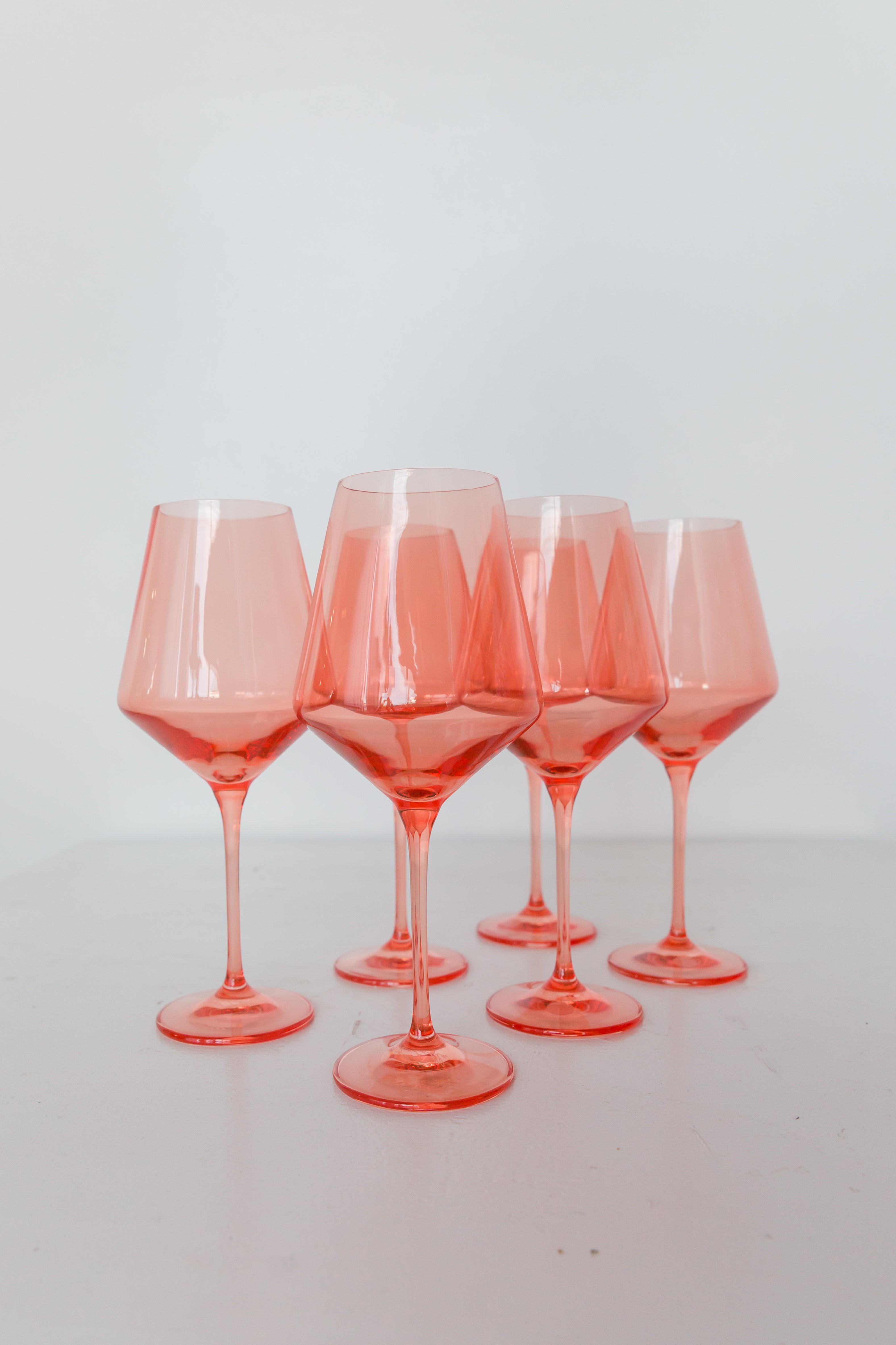 Estelle Colored Wine Stemware - Set of 6- Peach Fuzz {Our Coral Peach Pink}