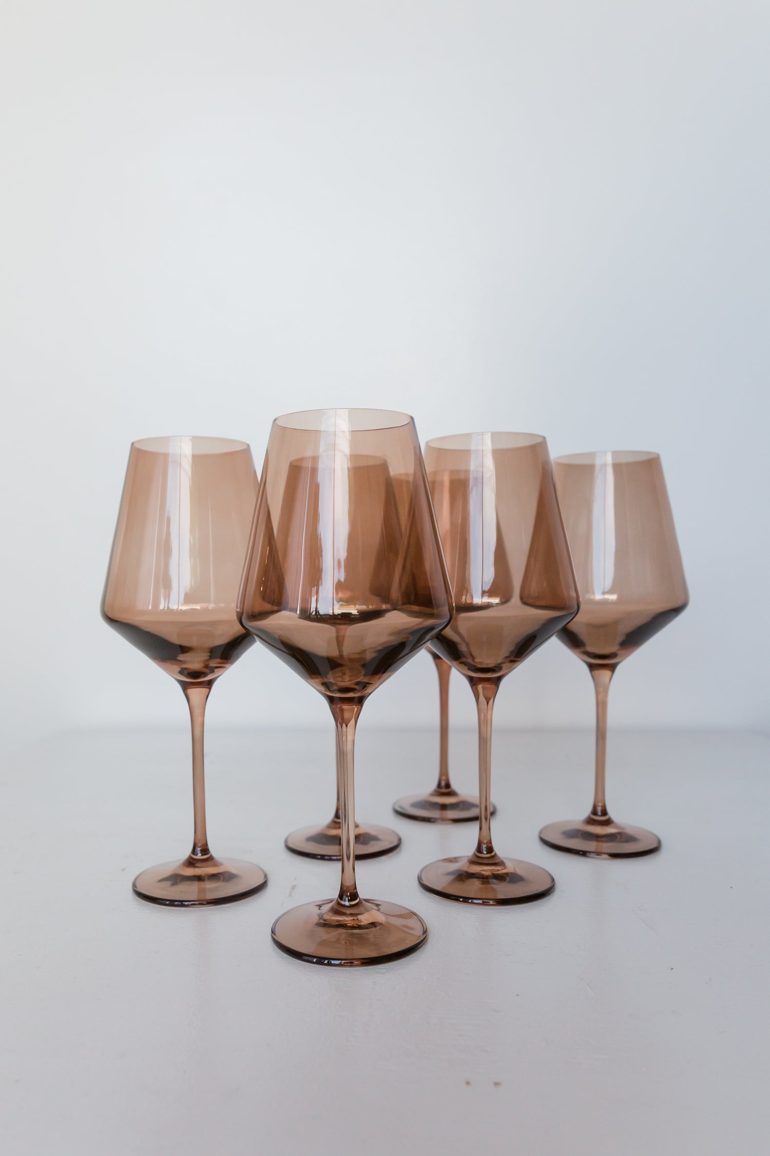 Estelle Colored Glass - Stemware Wine Glasses - Set of 6 Amber Smoke