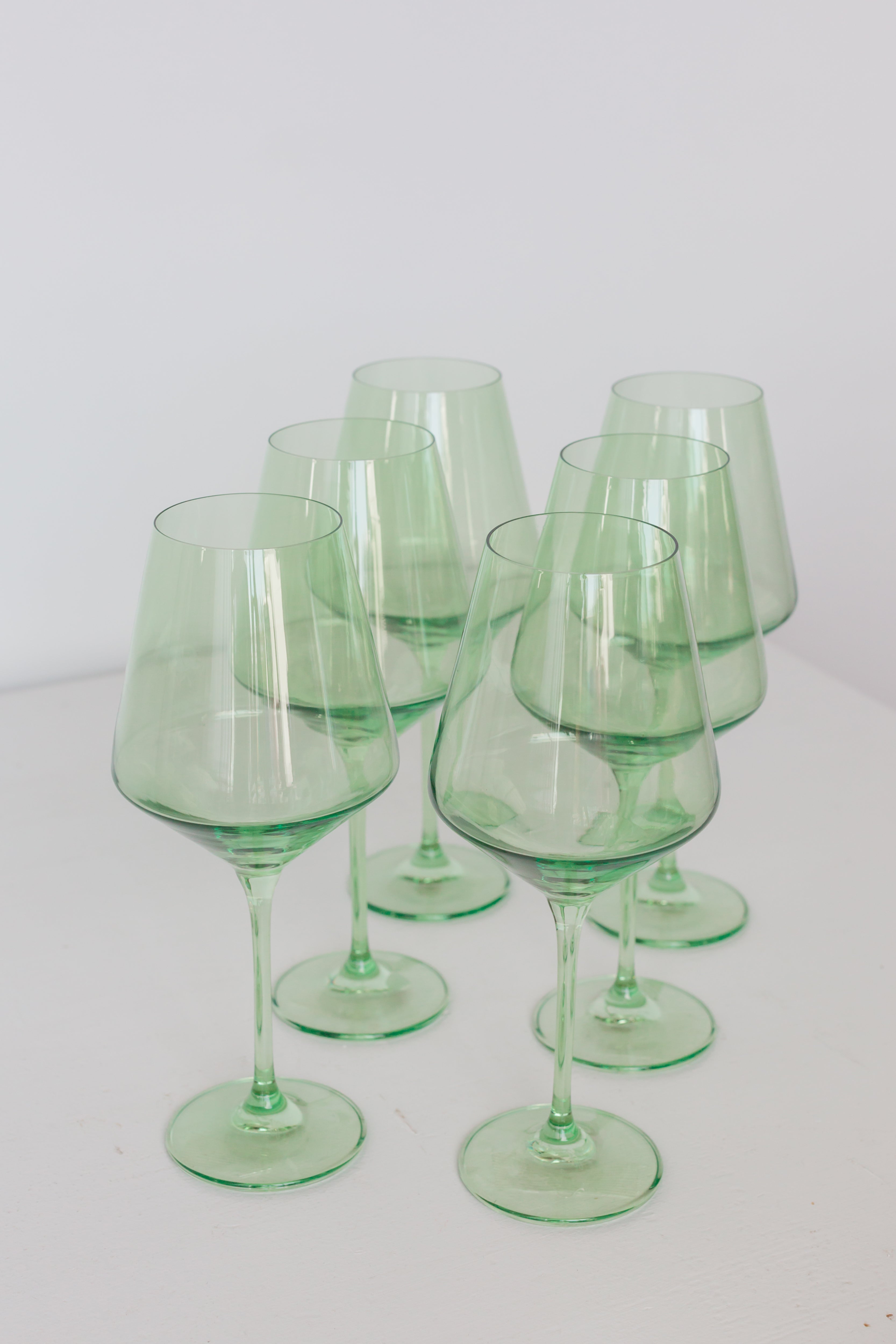 Green wine shop glasses