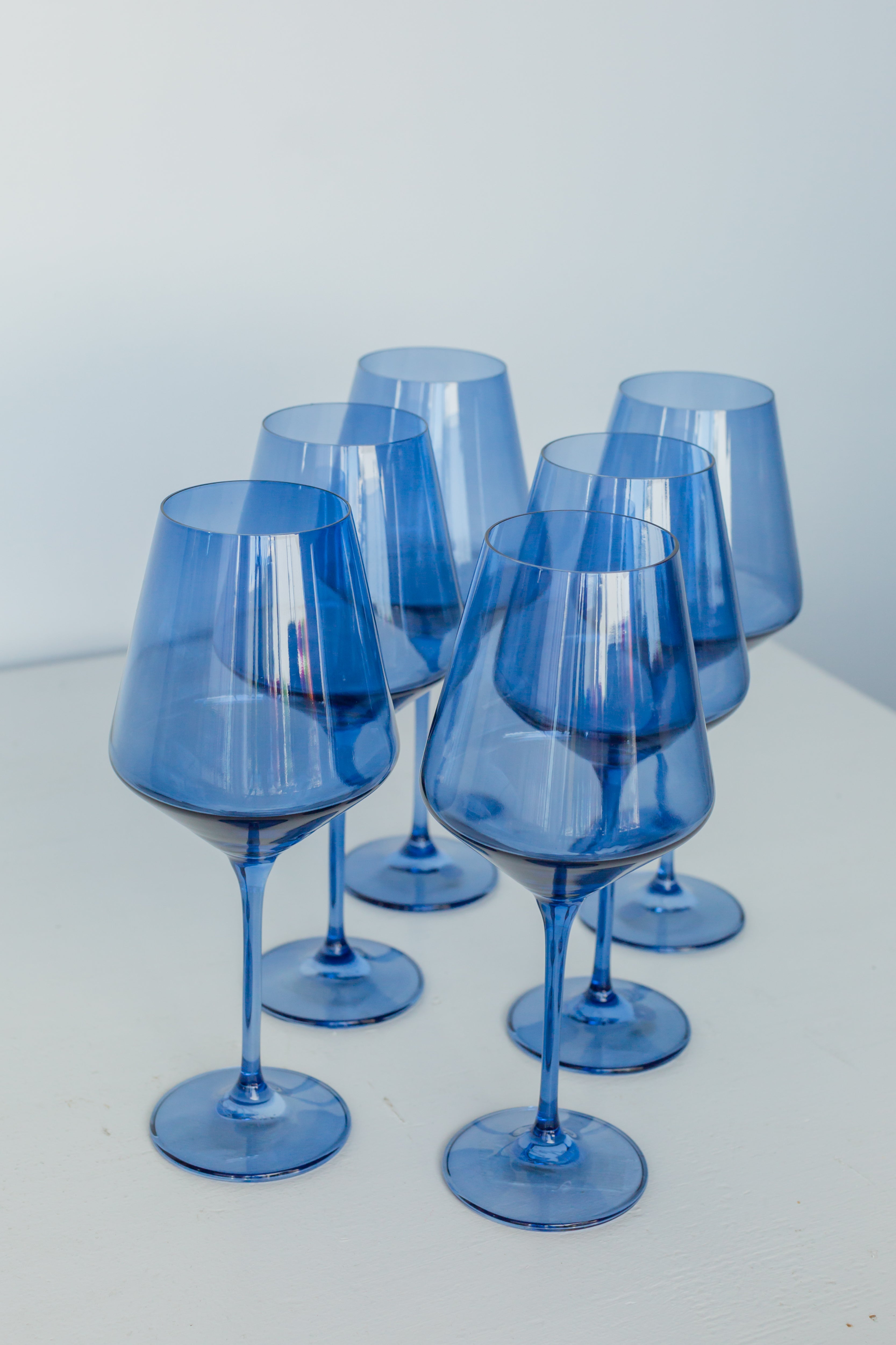 Beautiful Tall Cobalt Blue Glasses Set of 6, Deep Blue deals Glassware, Stemware, Deep Blue Stemware Glasses, Cobalt Blue Drink Glass, Holds 16 oz