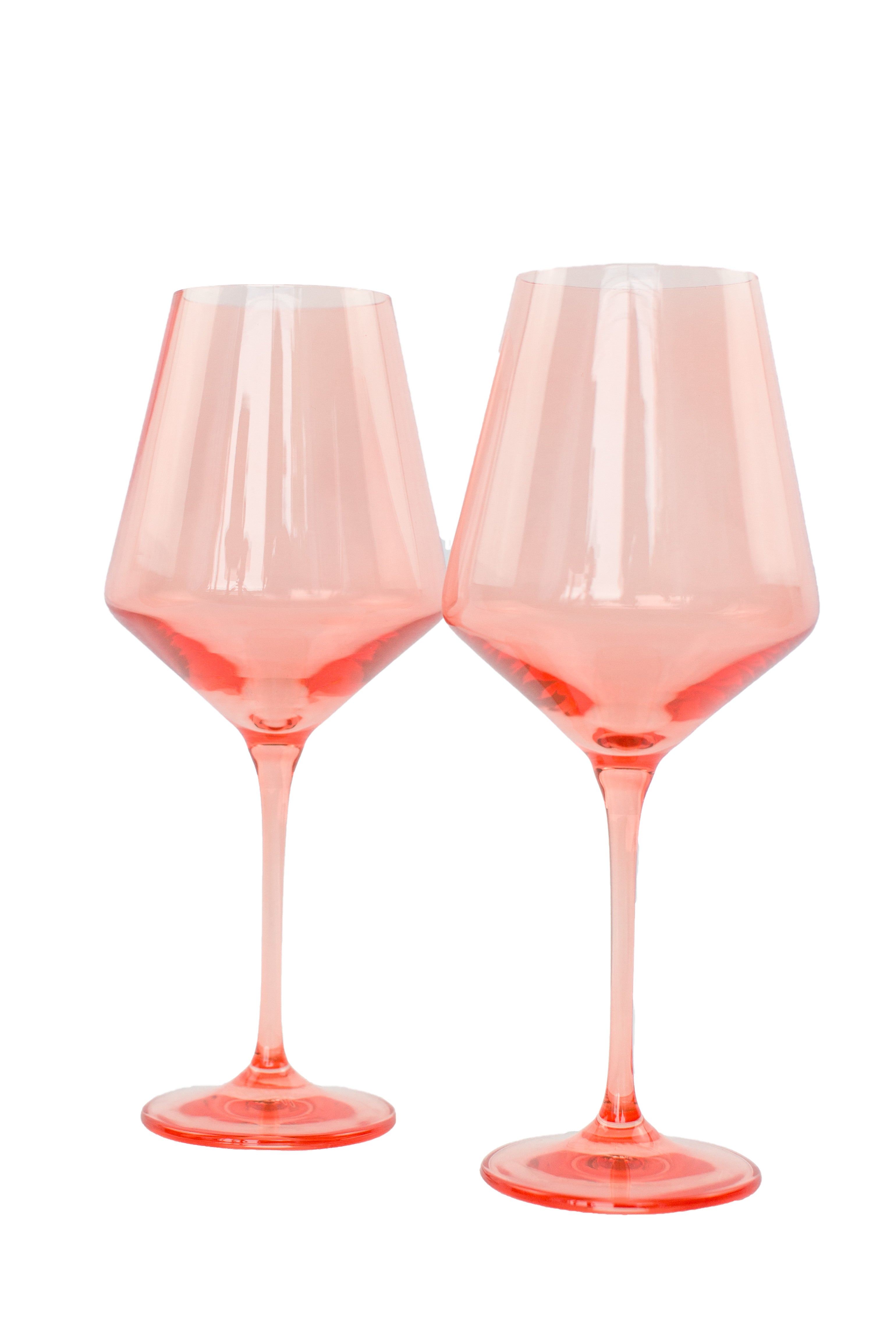 Estelle Colored Wine Stemware - Set of 2- Peach Fuzz {Our Coral Peach Pink}