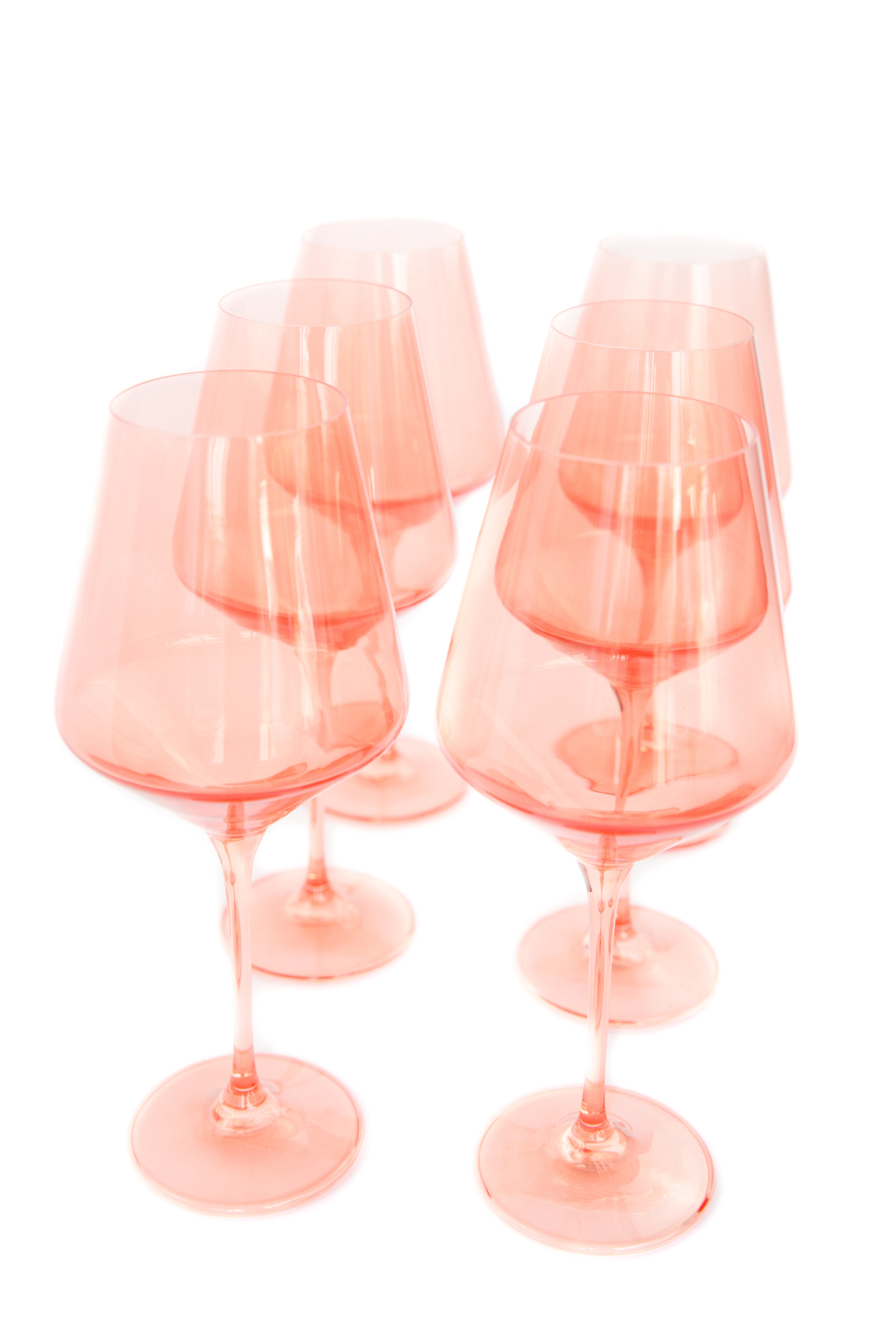 Estelle Colored Wine Stemware - Set of 6- Peach Fuzz {Our Coral Peach Pink}